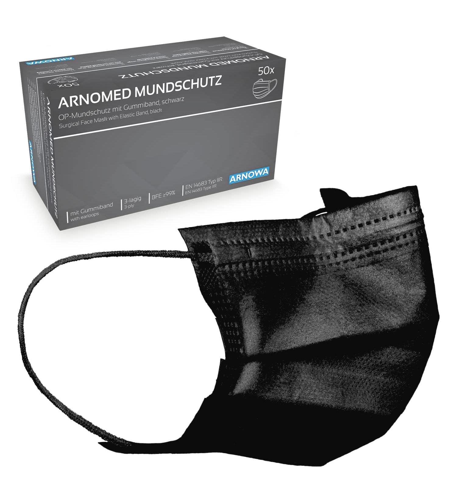 Buy Arnomed Black Medical Masks - 50x Type IIR EN 14683 Certified 4-Layer Protection | CE Certified International Shipping - Buy Online on GoSupps.com