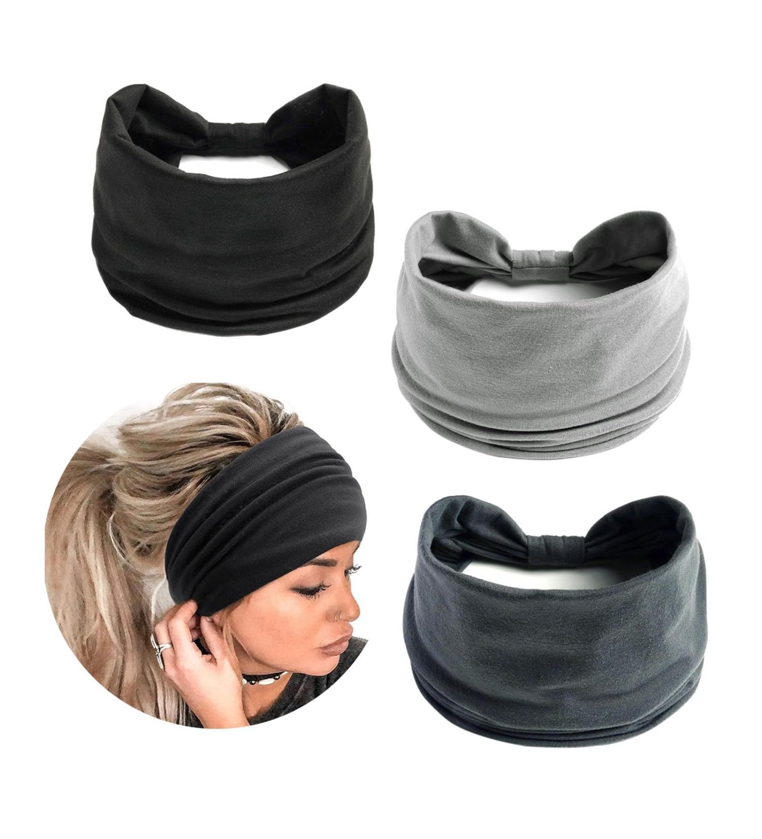 3Pcs Headbands for Women'S Hair Elastic Headband Women'S Hair Bands for Women Knotted Wide Scarfs Hairbands Elastic Fashion Yoga Hair Accessories for Women fnd Girls - Buy Online on GoSupps.com