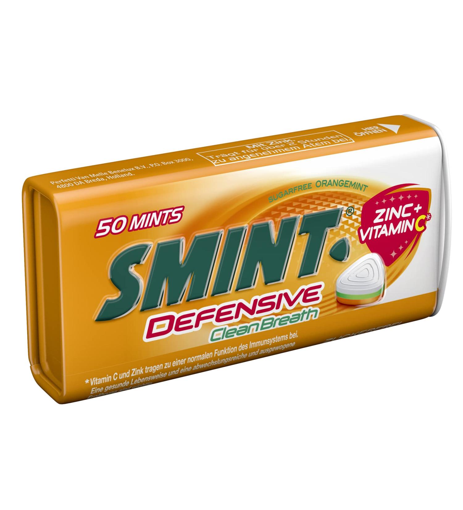 Buy Smint Defensive Clean Breath Pastilles - 50 Sugar-Free Orange-Mint Dragees with Zinc & Vitamin C | 35g Metal Can - International Shipping Available - Buy Online on GoSupps.com