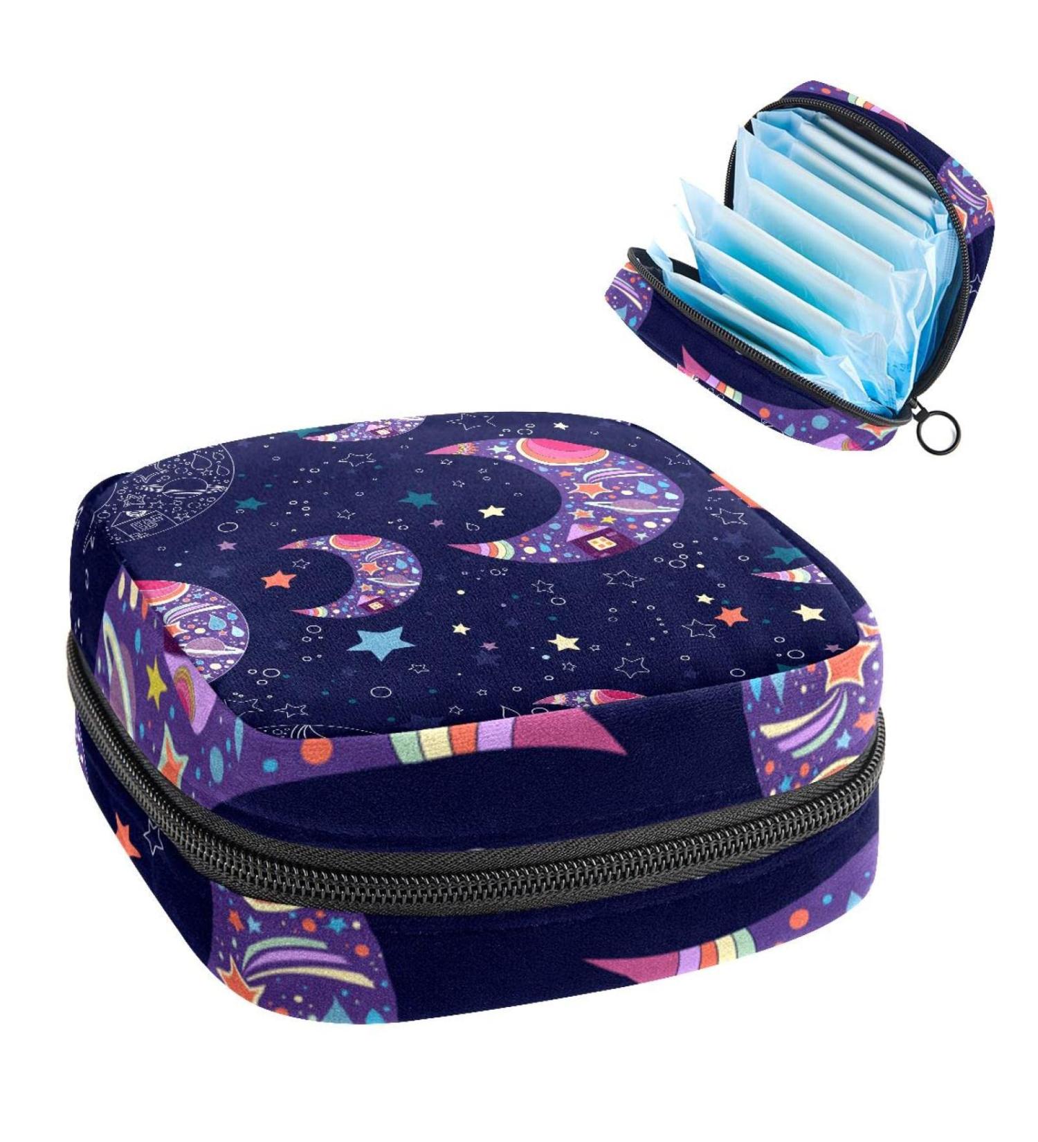 Womens Bonds Storage Pockets Stillpad Holder - Moon Pattern Portable Period Kit Bag | Feminine Product Bag for Women & Girls - Color 4 - Buy Online on GoSupps.com