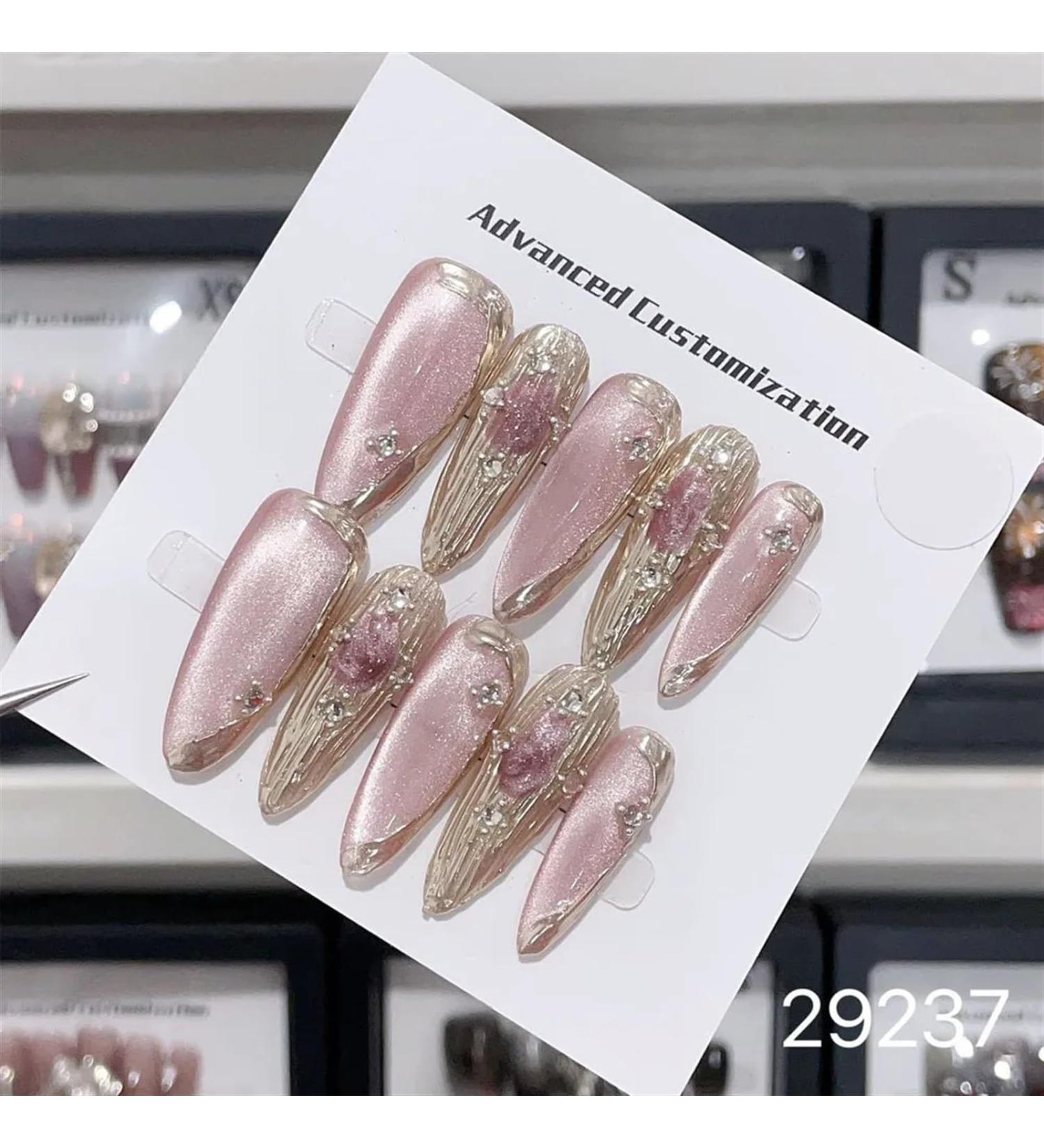 Nail Tips False Nails Tips Art Press on Nails Hand Made Fake Nails Painting Alloy Chain Decor Luxury Magic Mirror Power Design Punk Press On Nails(29237 M) - Buy Online on GoSupps.com