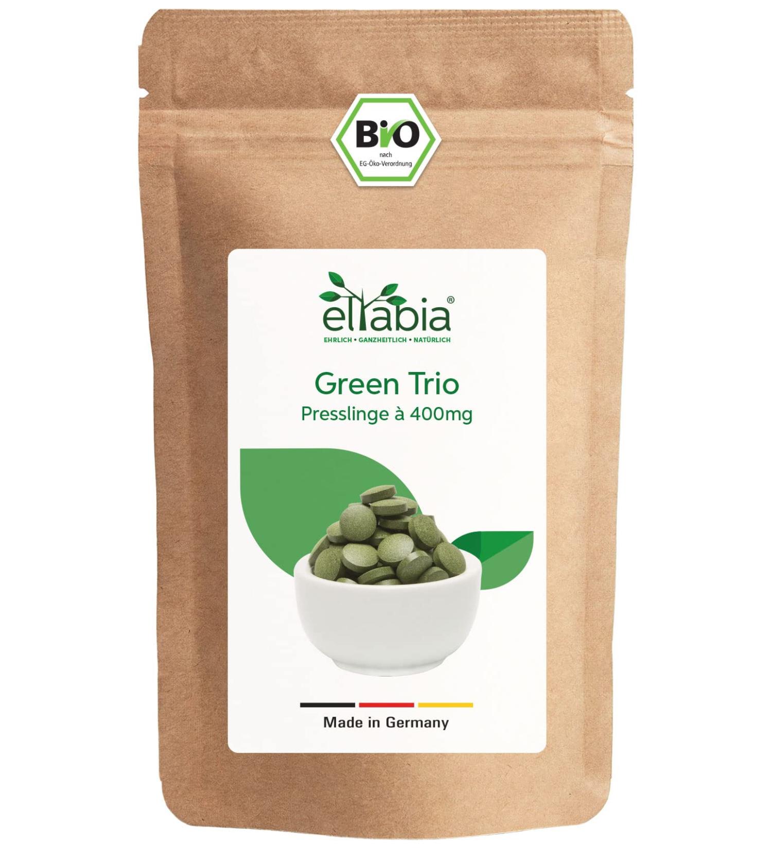 Bio Green Trio Presslinge 1kg - 2500 Chlorella Spirulina & Barley Grass Tabs | 100% Pure Raw Food Tablets | Health & Wellness Supplement - Buy Online on GoSupps.com