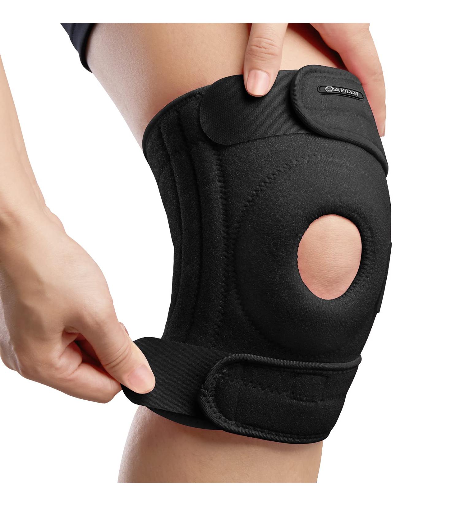 AVIDDA Neoprene Knee Brace for Men and Women - Open Patella Knee Support for Joint Pain Relief and Sports - Black, Size M-XL (18.5 to 22.5) - Buy Online on GoSupps.com