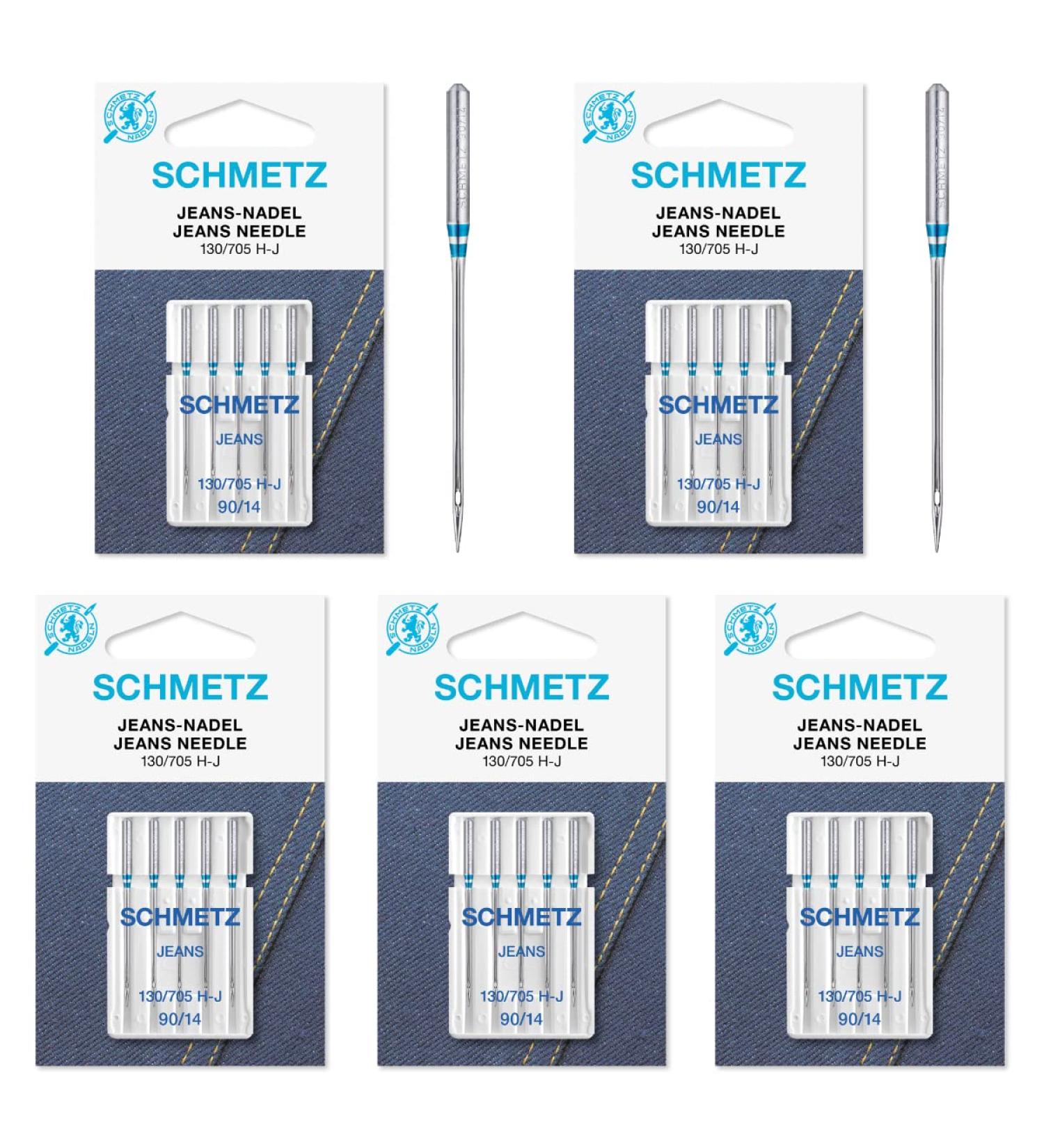 25 Schmetz Jeans Denim Sewing Machine Needles 130/705H-J Size 90/14