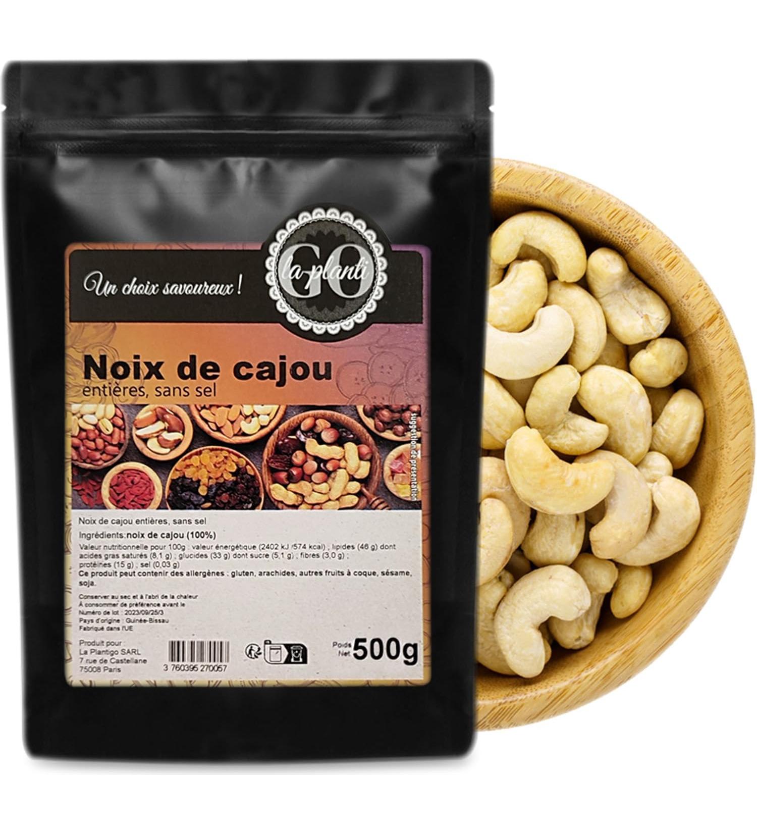 Whole cashews (without salt) 500 g - LA PLANTIGO - Buy Online on GoSupps.com
