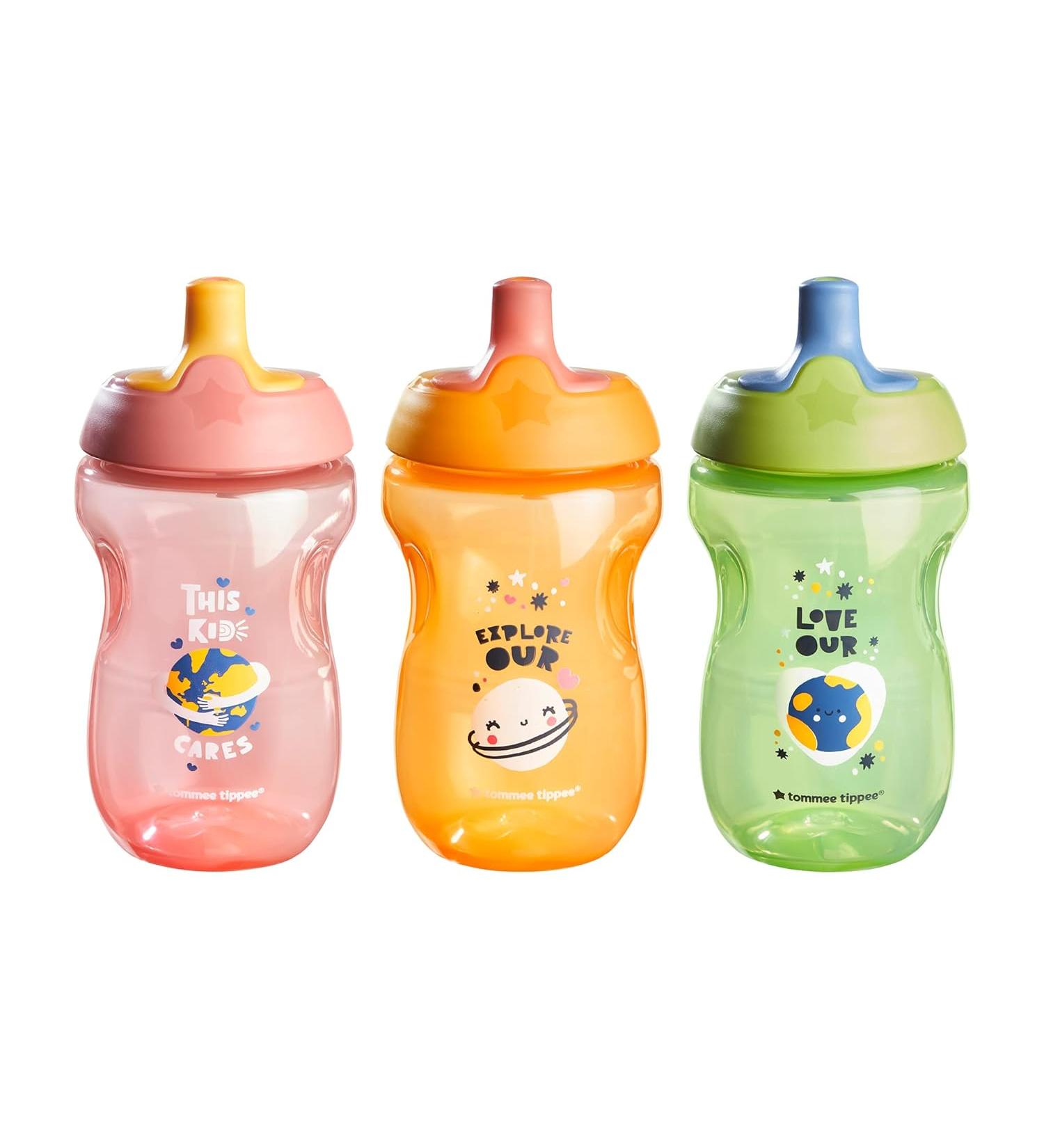 Tommee Tippee Sportee Water Bottle for Toddlers - Pink & Green & Orange - Pack of 3 - Buy Online on GoSupps.com