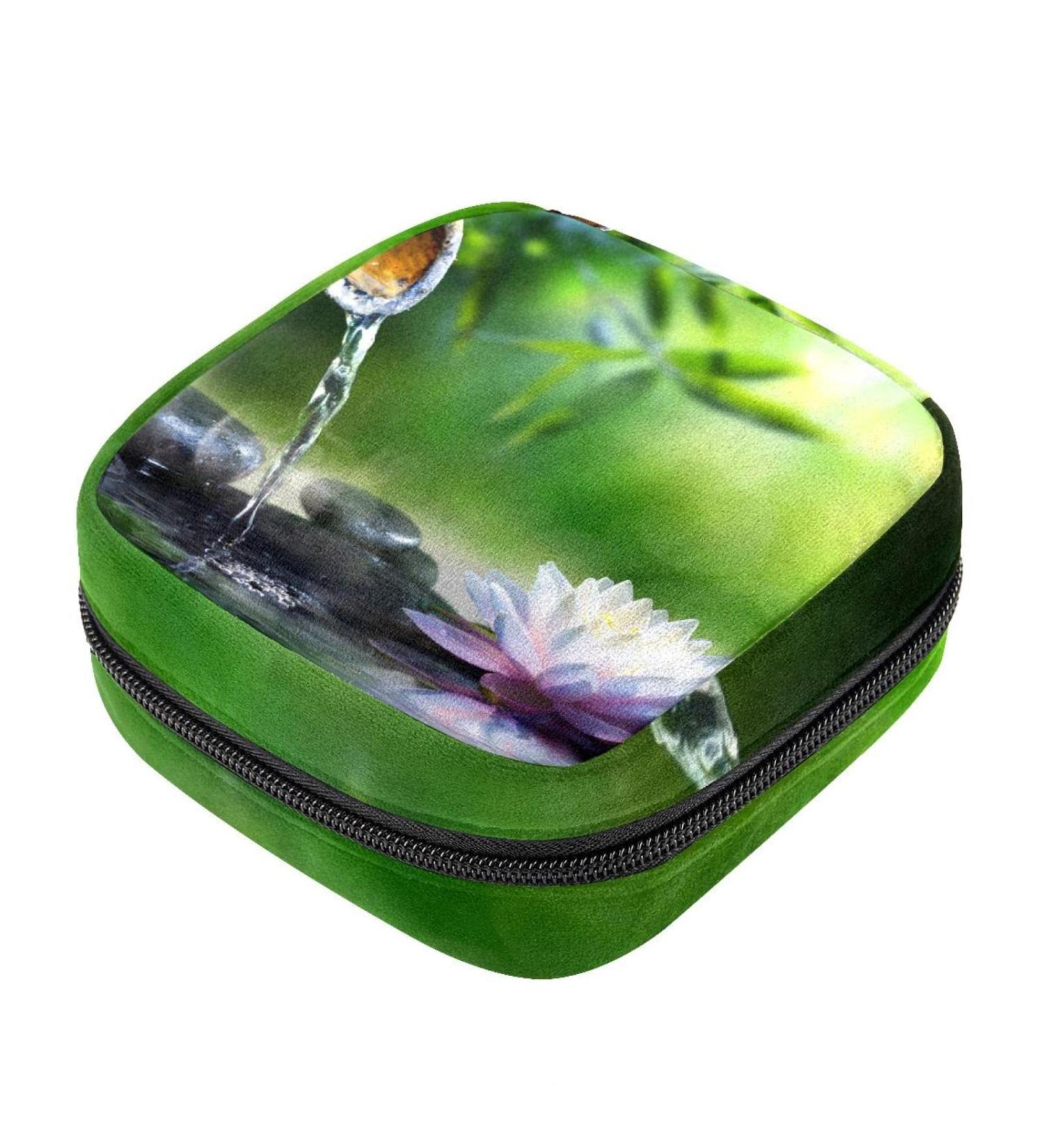 Zen Garden Waterlily Menstruation Pad Bag with Zipper | Stylish Women's Napkin & Tampon Collection Bag - Buy Online on GoSupps.com