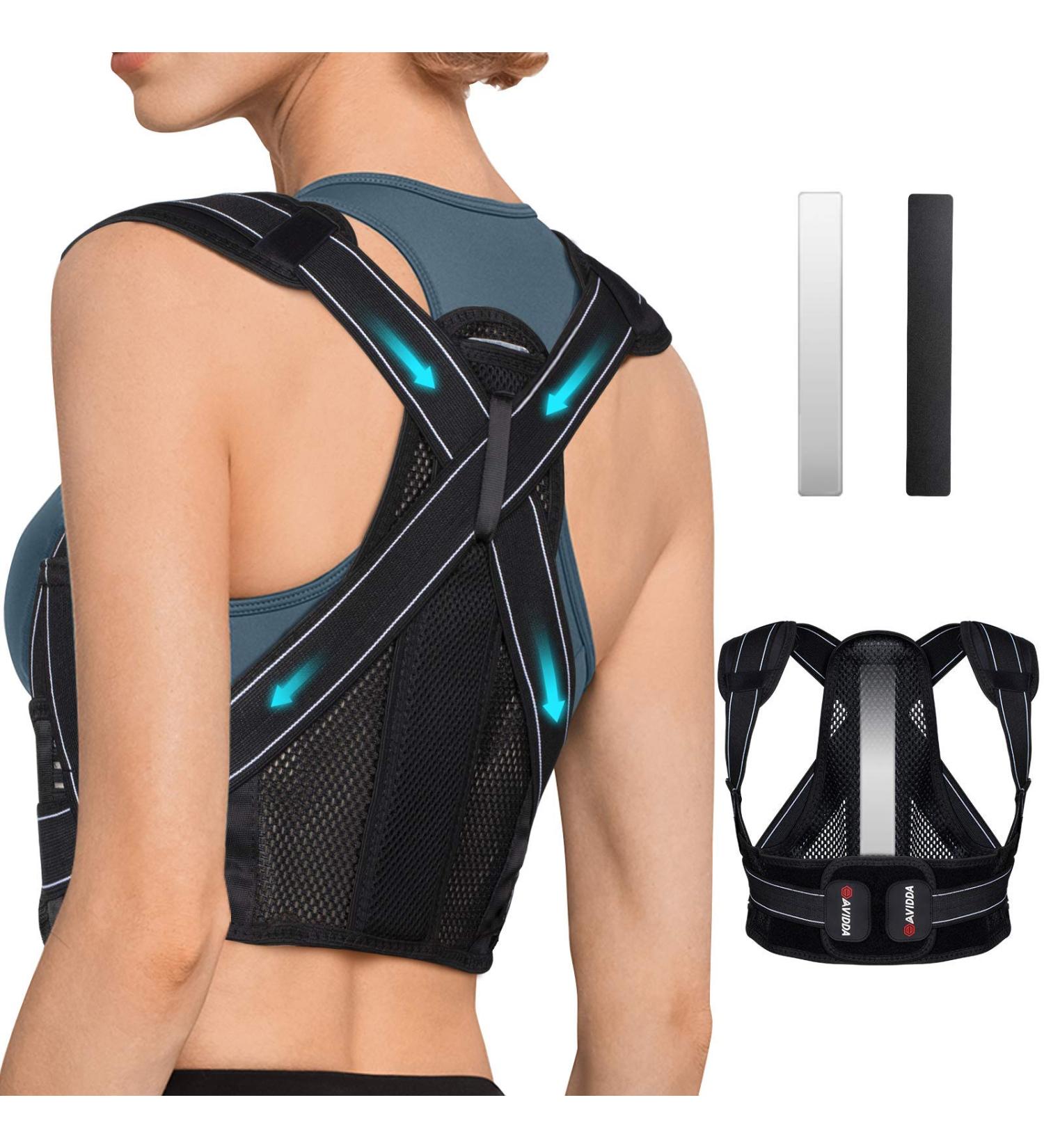 AVIDDA Posture Corrector for Men Women - Adjustable Back Brace for Pain Relief - Breathable Support Plate - Size S Black - Buy Online on GoSupps.com