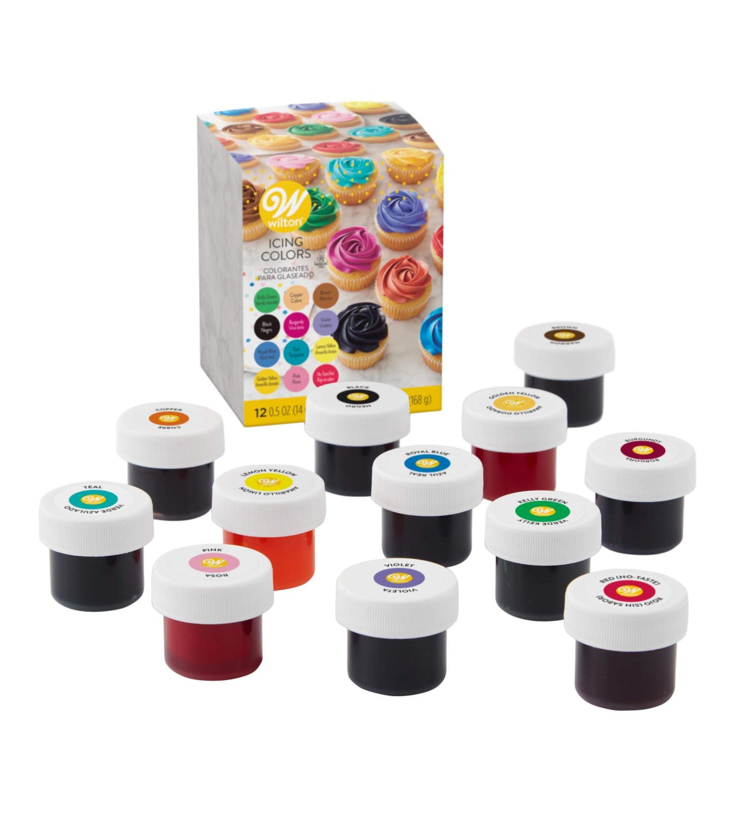 Wilton 12-Piece Gel Food Coloring Set - Vibrant Icing Colors for Baking - Buy Online on GoSupps.com