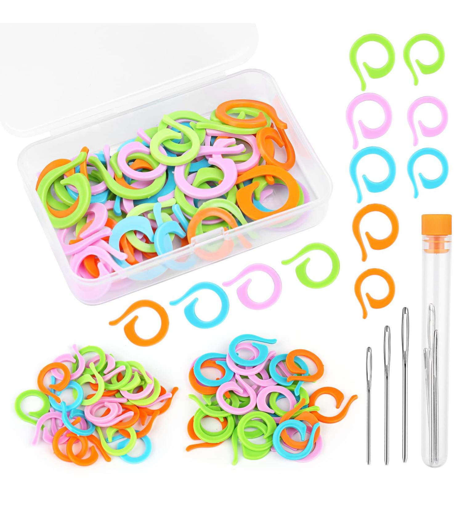 Yizzvb 50 Pcs Crochet Stitch Markers & Knitting Rings with Plastic Box - Sewing Accessories & Large-Eye Needles for DIY Crafts - Buy Online on GoSupps.com