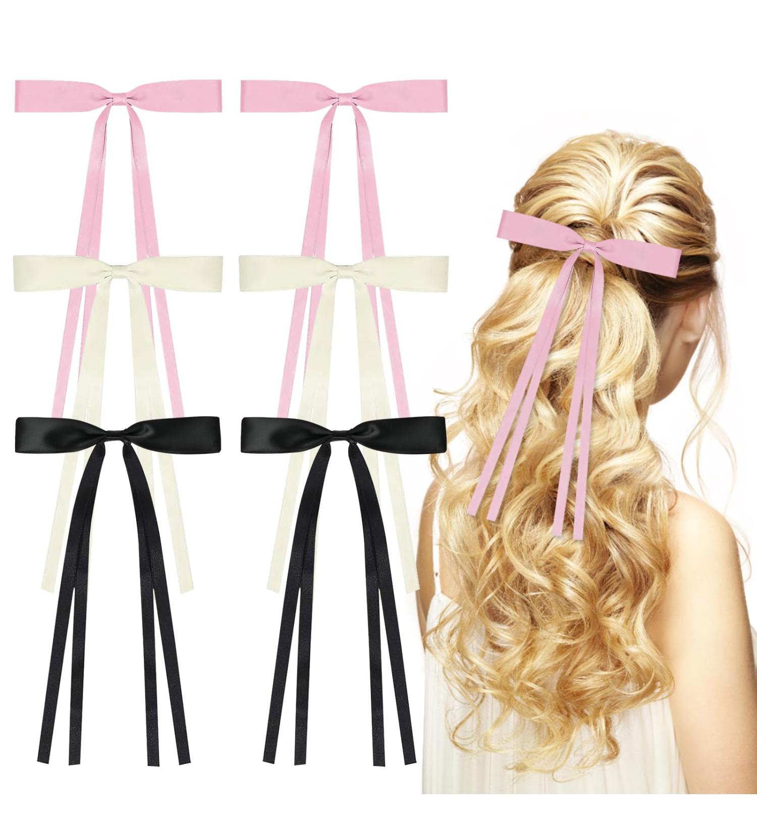 Acwoo 90s Bowknot Hair Clips - Soft Satin Sponge French Band Hairpins for Parties & Christmas | International Shipping - Buy Online on GoSupps.com