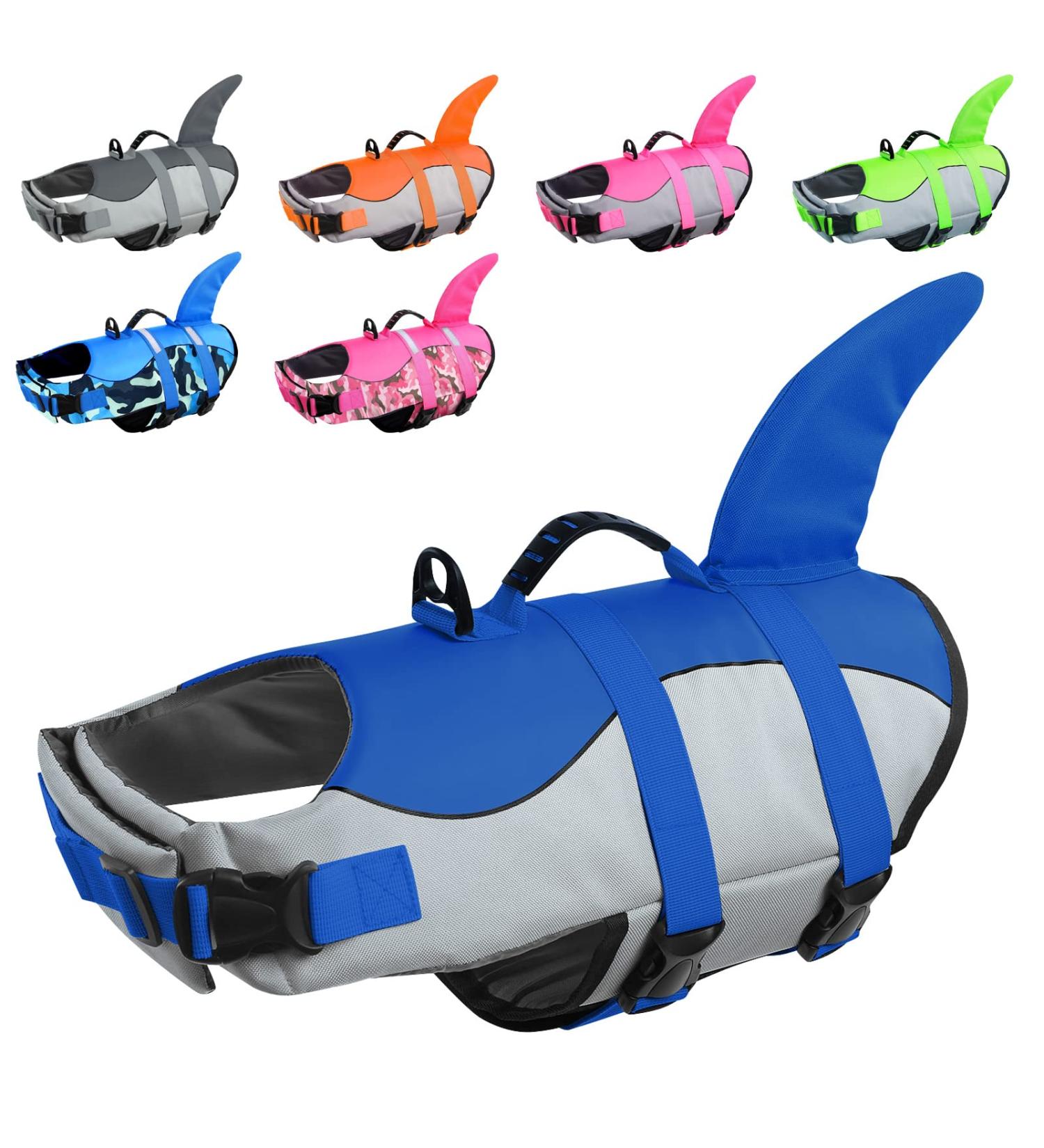 Shop Cit toile Dog Life Jacket - Safe Lightweight Water Vest for Small Medium & Large Dogs | Reflective Handle | Shark Design | Blue M/M - Buy Online on GoSupps.com