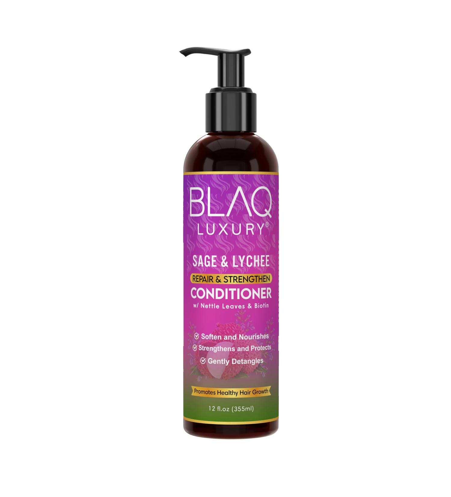 Blaq Luxury Sage & Lychee Conditioner - Nourishing Biotin Formula for Strong Healthy Hair - 12oz - International Shipping Available - Buy Online on GoSupps.com