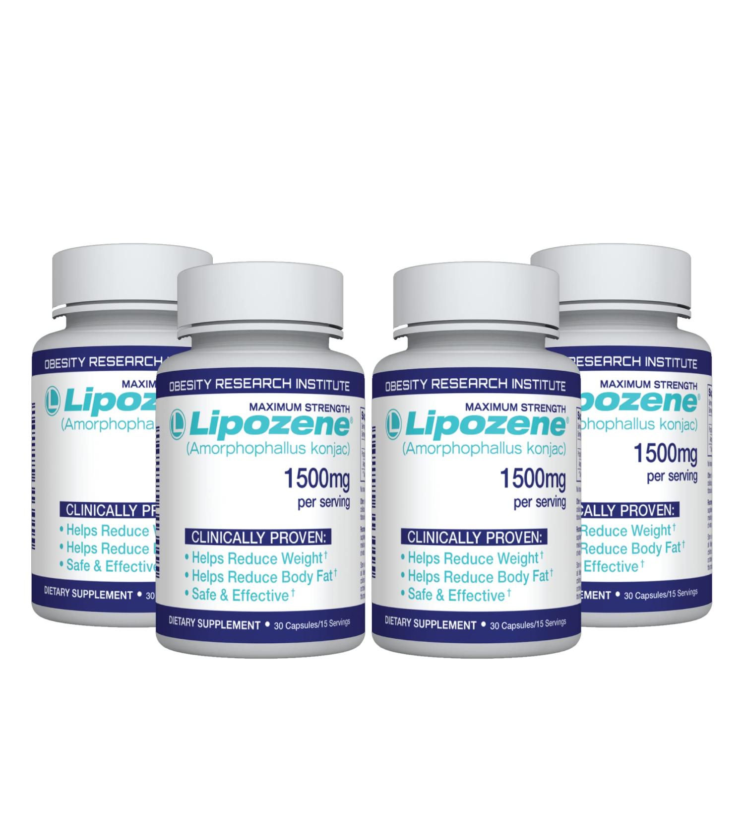 Lipozene Diet Pills - Weight Loss Supplement - 4 Bottles of 30 Capsules Each a Total of 120 Capsules! 30 Count (Pack of 4) - Buy Online on GoSupps.com