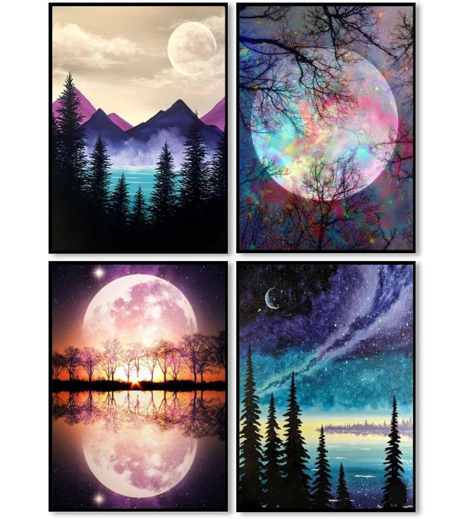 KYOQFVN Cross Stitch Kits - Moon & Mountain 4 Pack for Beginners - Embroidery Arts and Crafts - Buy Online on GoSupps.com