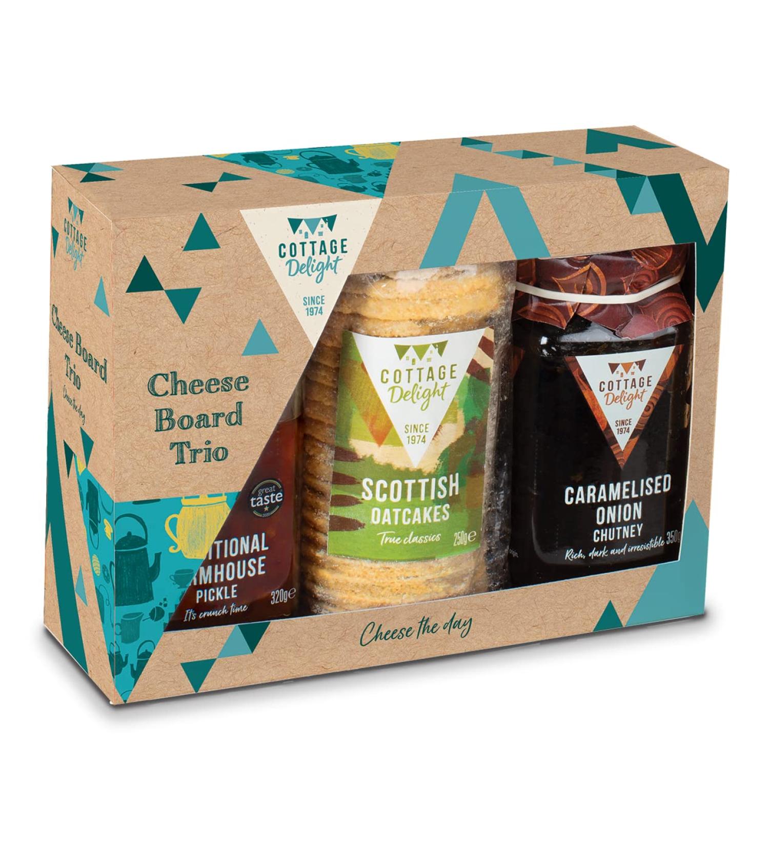 Cottage Delight - Cheese Board Trio - Traditional Farmhouse Pickle 320g - Scottish Oatcakes 250g - Caramelised Onion Chutney 350g - Buy Online on GoSupps.com
