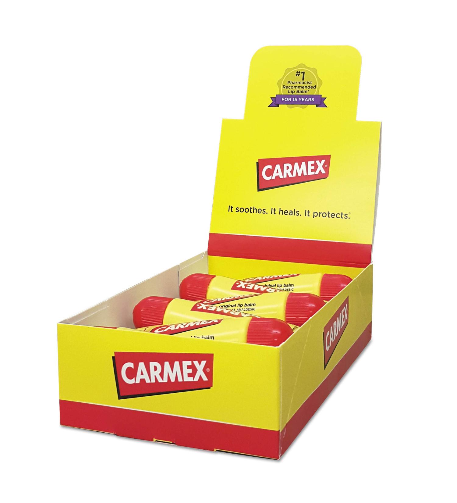 Carmex Moisturizing Lip Balm  Original Flavor  0.35oz  12/Box