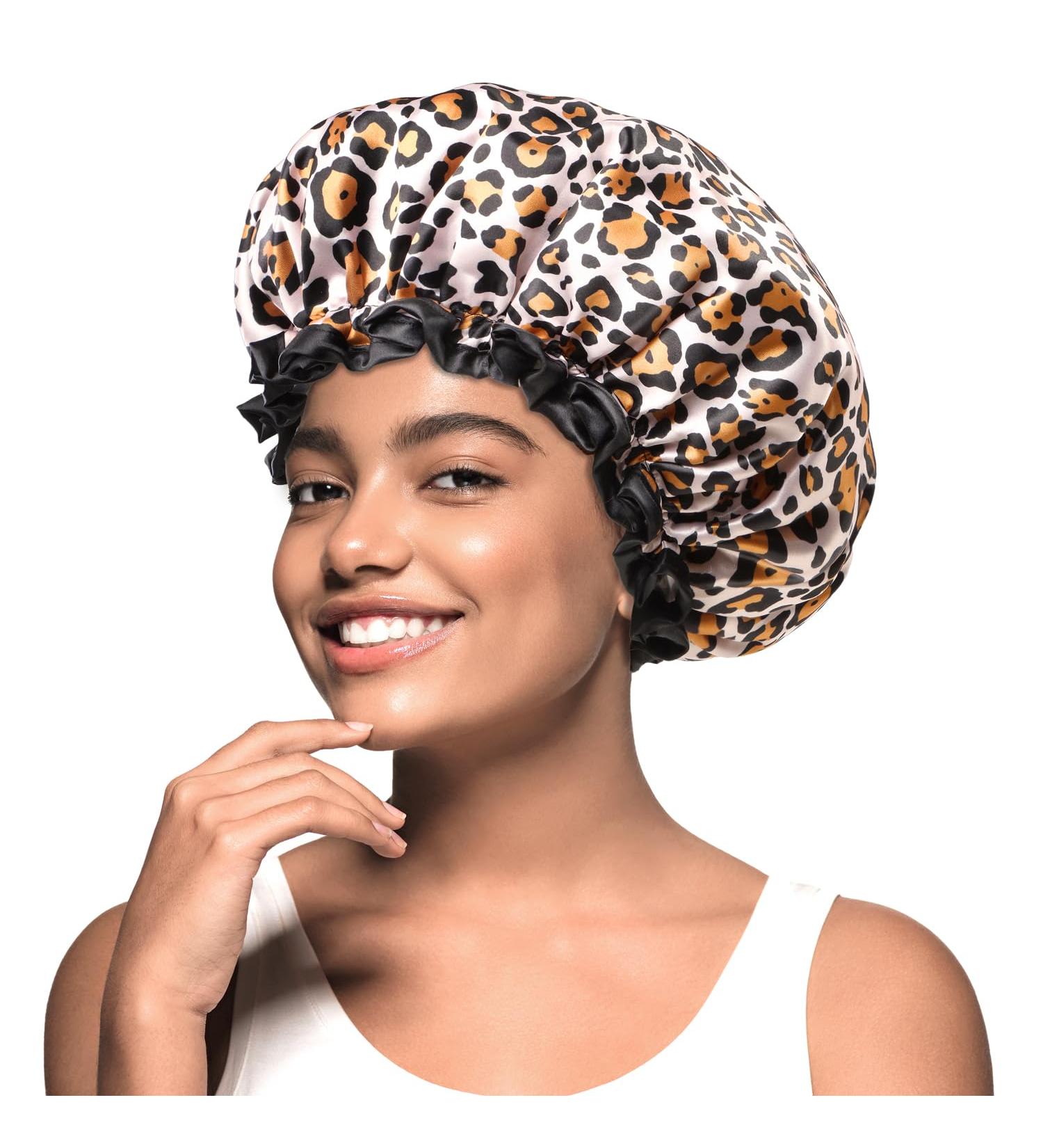 Mikimini Leopard Shower Hoods for Girls - Medium Size 2-Pack Waterproof & Reusable with Black Lace - Buy Online on GoSupps.com