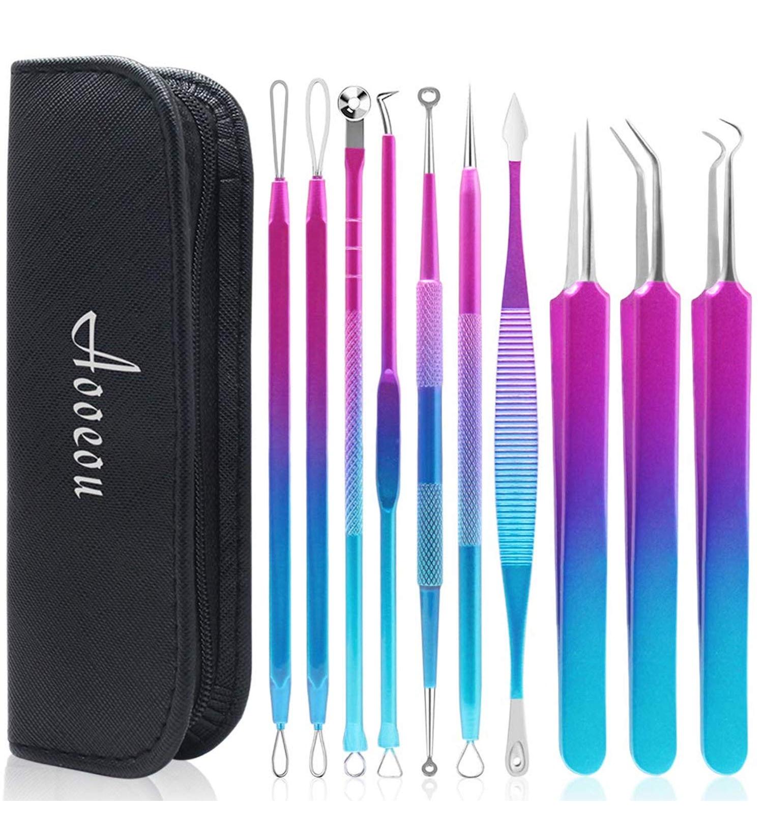 Professional Blackhead Remover Tool Kit - 10 Pcs Pimple Popper Set for Acne Treatment - Removes Pimples, Blackheads, Blemishes, and Zits - Ideal for Forehead and Nose (Colorful) - Buy Online on GoSupps.com