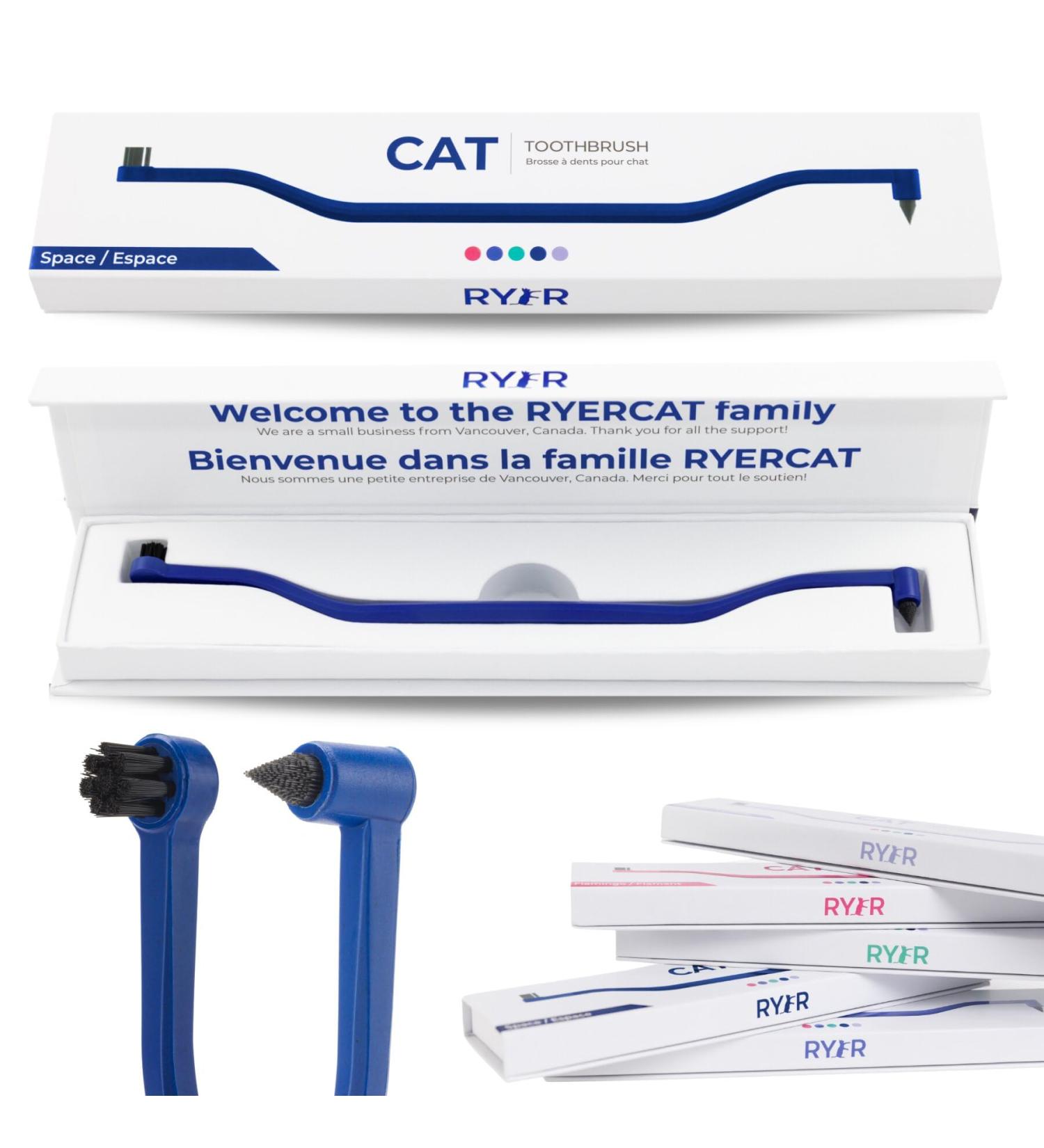 Ryercat Double-Sided Cat Toothbrush - Micro-Size Kitten Dental Care - Space Blue Cat Accessories - Buy Online on GoSupps.com