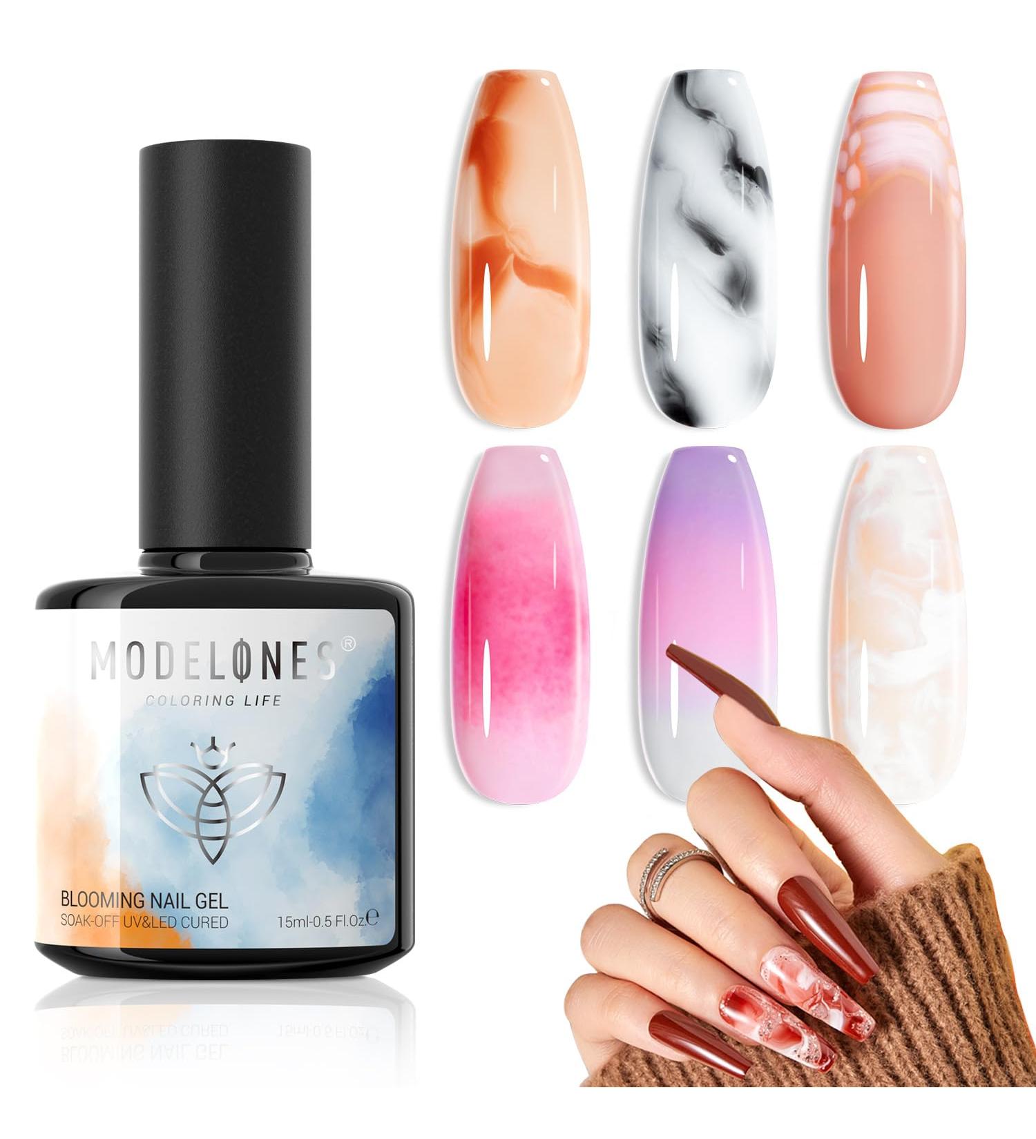 Modelones Blooming Gel Nail Polish Kit - 15ml Clear Marble Floral & Watercolor Nail Art Accessories for Stunning Designs - International Shipping - Buy Online on GoSupps.com