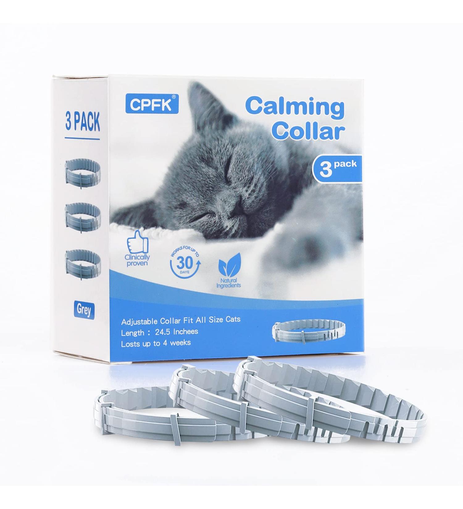 CPFK Cat Calming Collar 3 Pack - Pheromone Stress Relief for Cats and Kittens - Calm Anxiety and Promote Relaxation - Breakaway Design - Gray - Buy Online on GoSupps.com