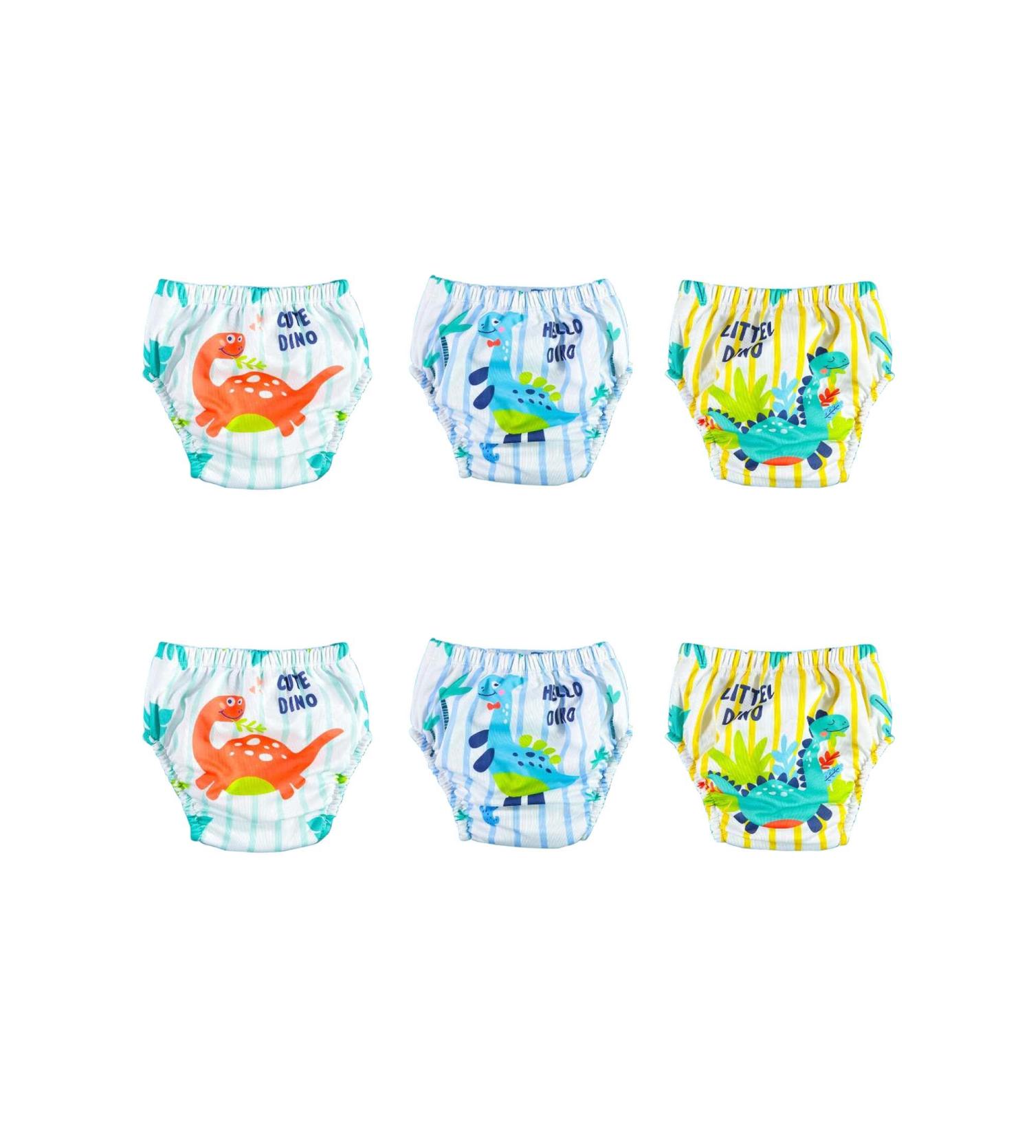 Ozyol Trainer trousers for droplet training 6 Pack - reusable learning diapers baby underwear to get clean toilet training 80 Dino Park
