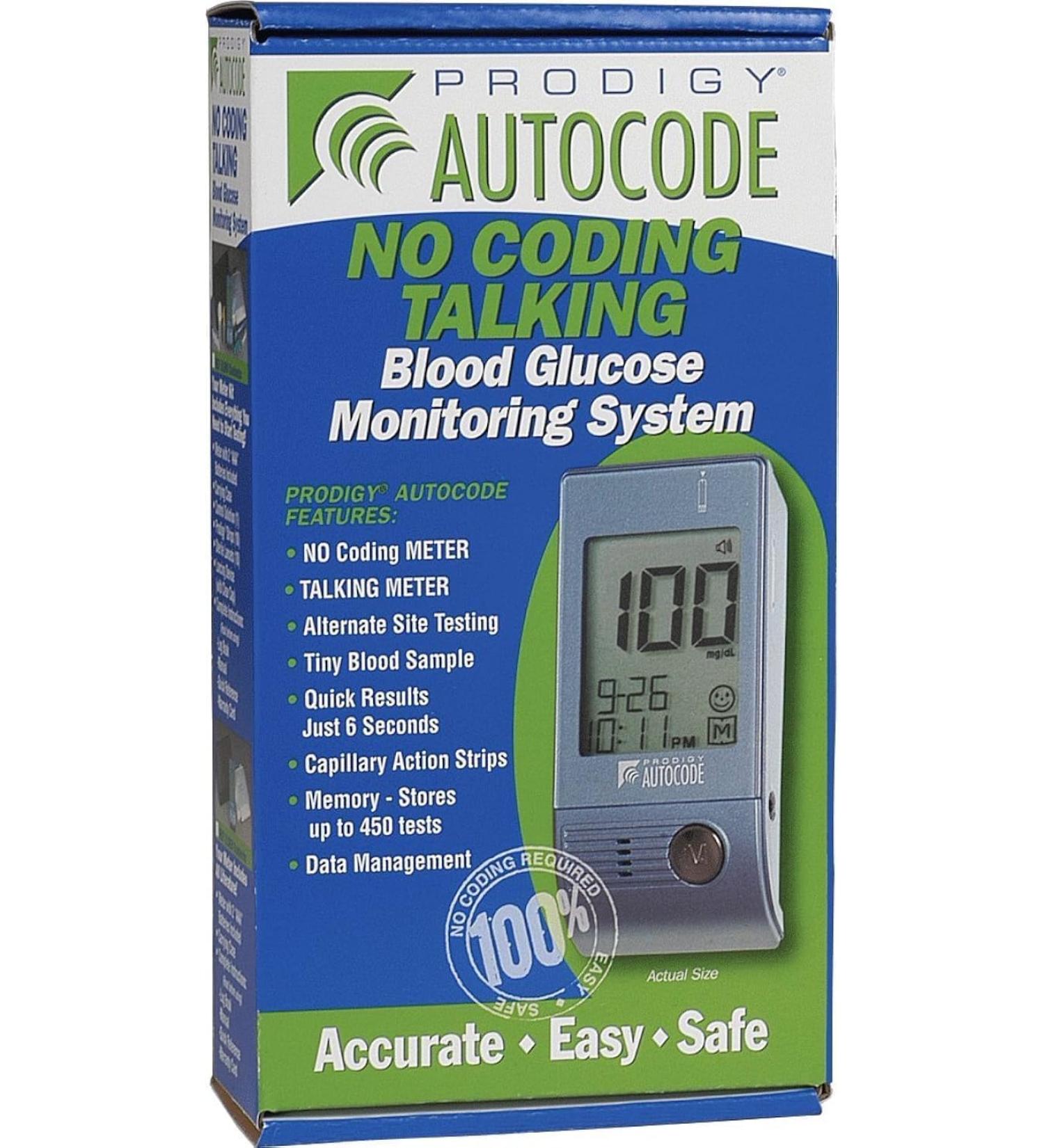 Prodigy AutoCode Talking Meter Kit - Accurate Blood Glucose Monitoring - Buy Online on GoSupps.com