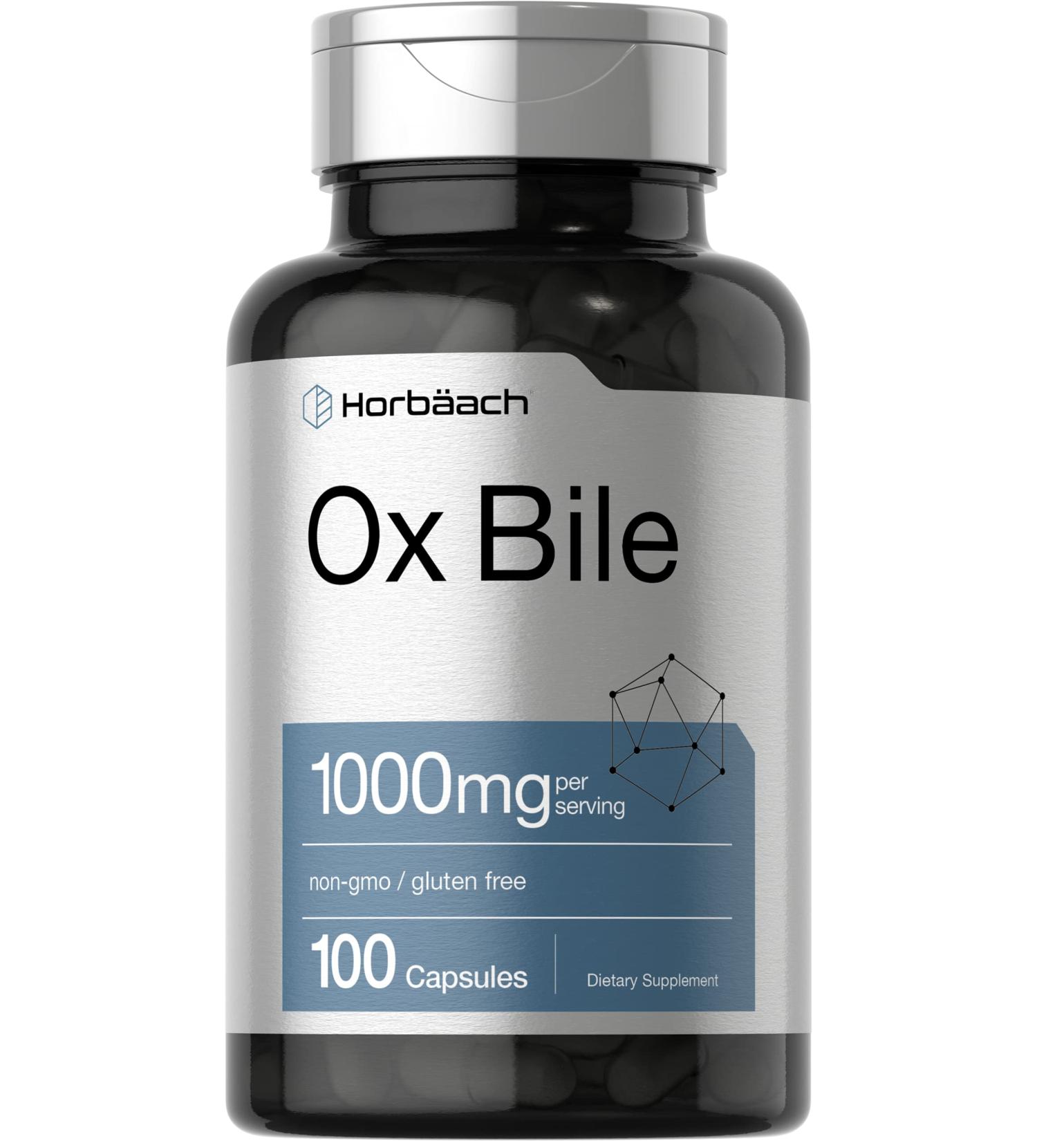 Horb ach Ox Bile Supplement | 1000mg | 100 Capsules | Digestive Enzymes Supplement | Non-GMO & Gluten Free - Buy Online on GoSupps.com