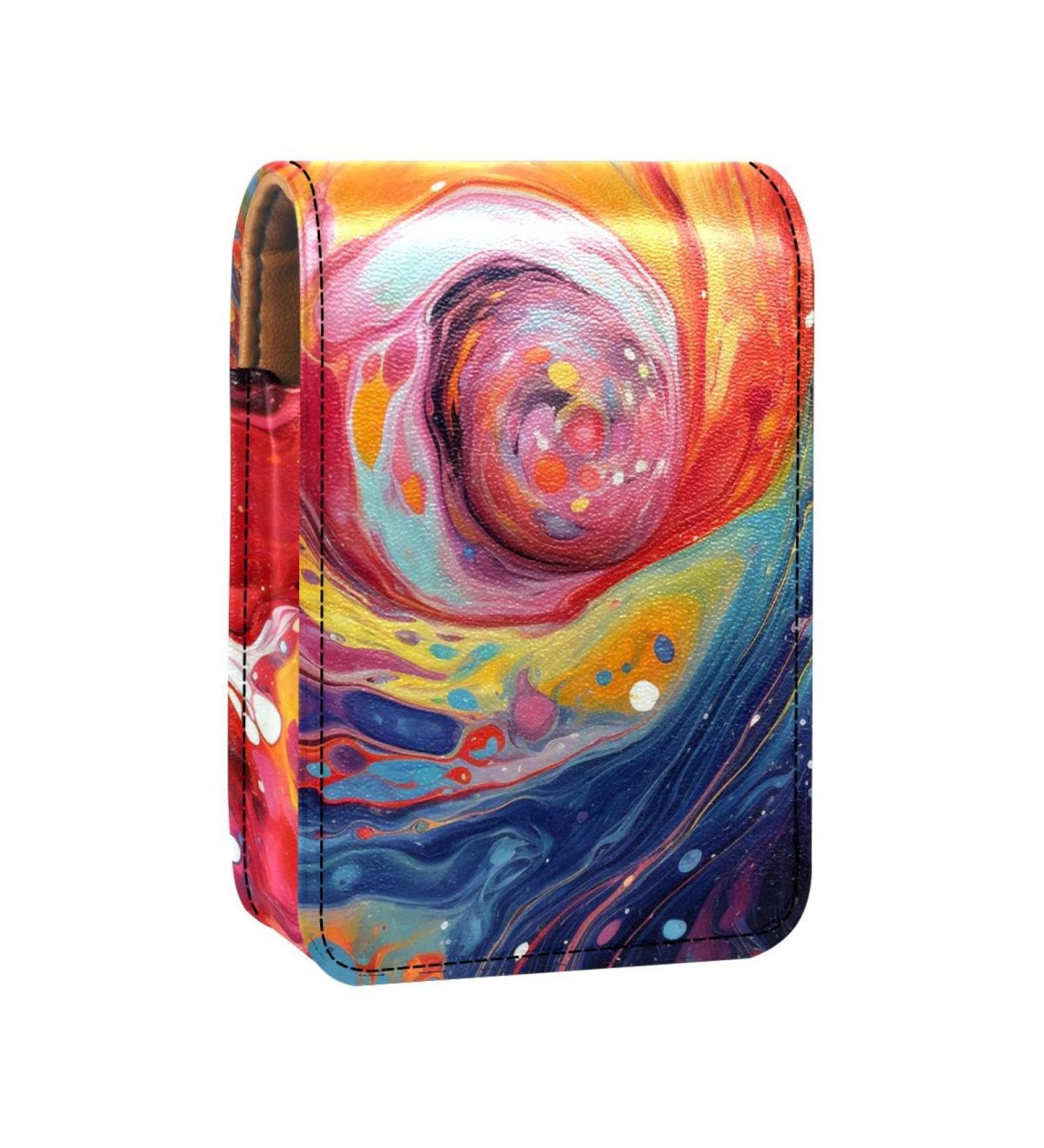 Travel Lipstick Organizer Case - Portable Makeup Bag with Mirror | Abstract Watercolor Design | Shop Now - Buy Online on GoSupps.com