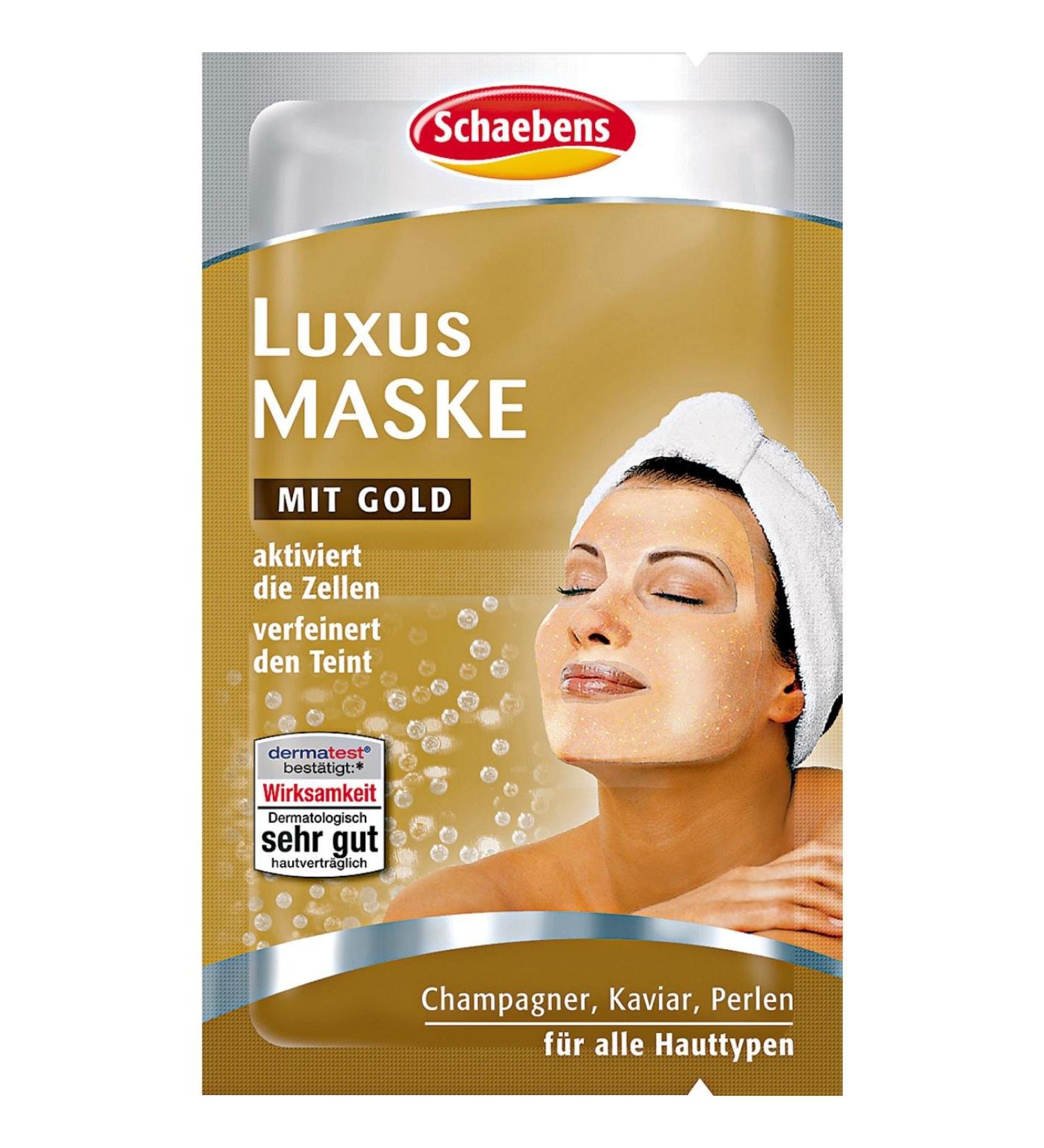 1 x Schaebens Luxury Mask 10 ml 2x 5 ml for all skin types with gold champagne caviar & pearls activates the cells refined the complexion for 2 applications