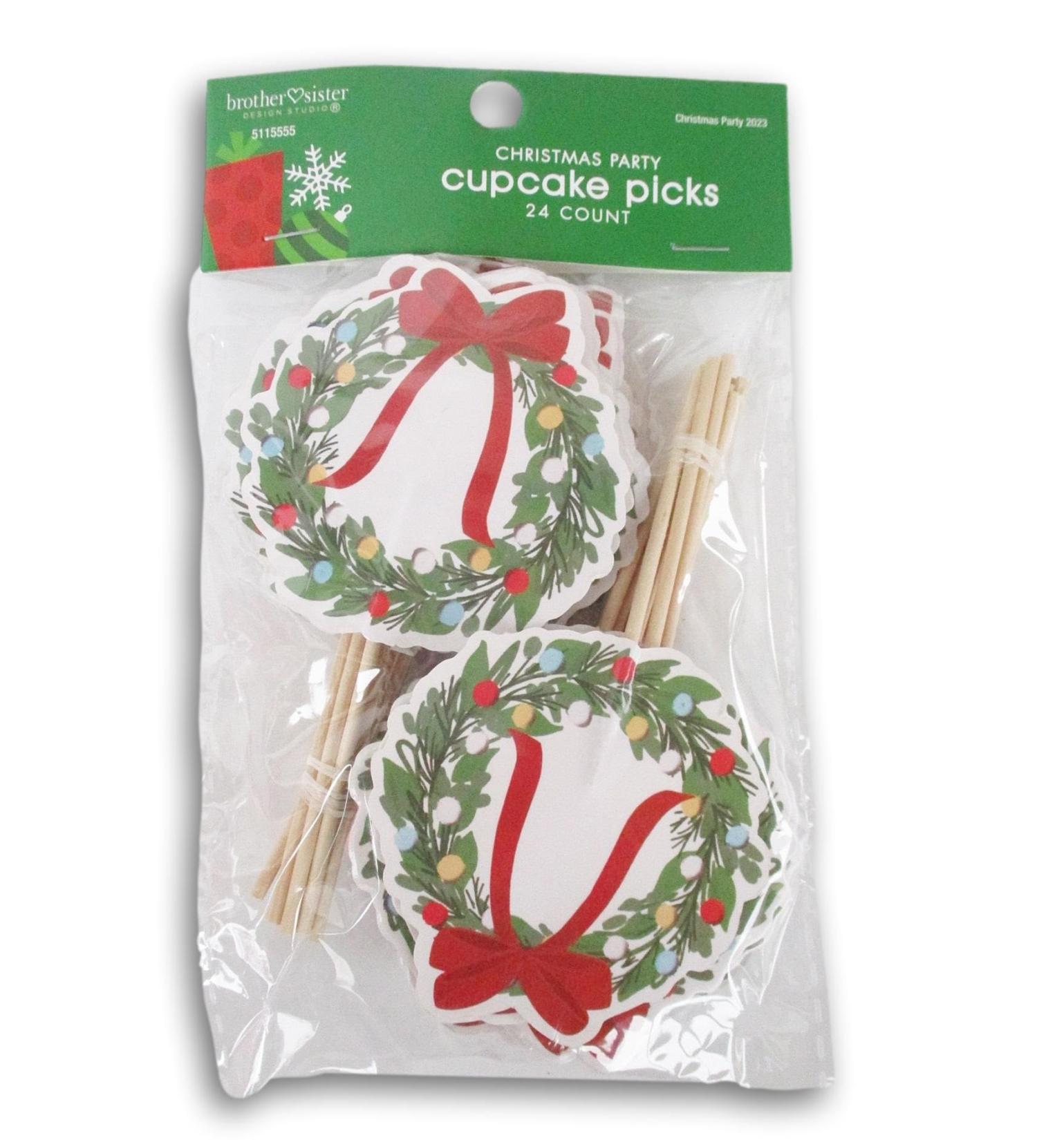 Christmas Wreath Cupcake Decor - Decorate 24 Cupcakes with Christmas Picks!