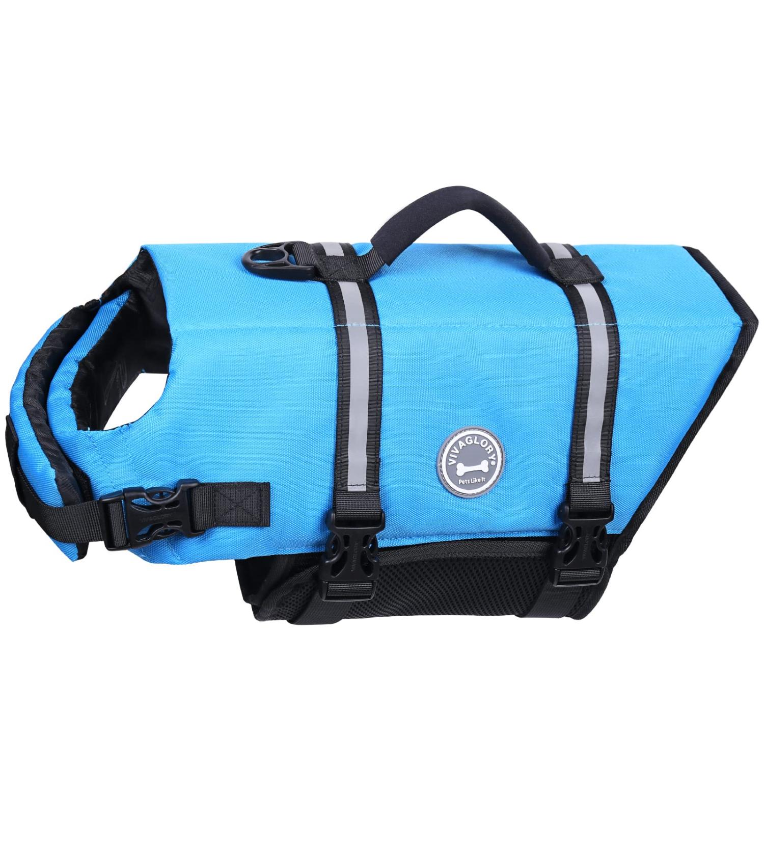 Vivaglory Ripstop Dog Rescue Vest - Improved Buoyancy & Visibility for Small to Medium Dogs Blue XXS 28-35cm - Ideal for Boating & Water Safety - Buy Online on GoSupps.com