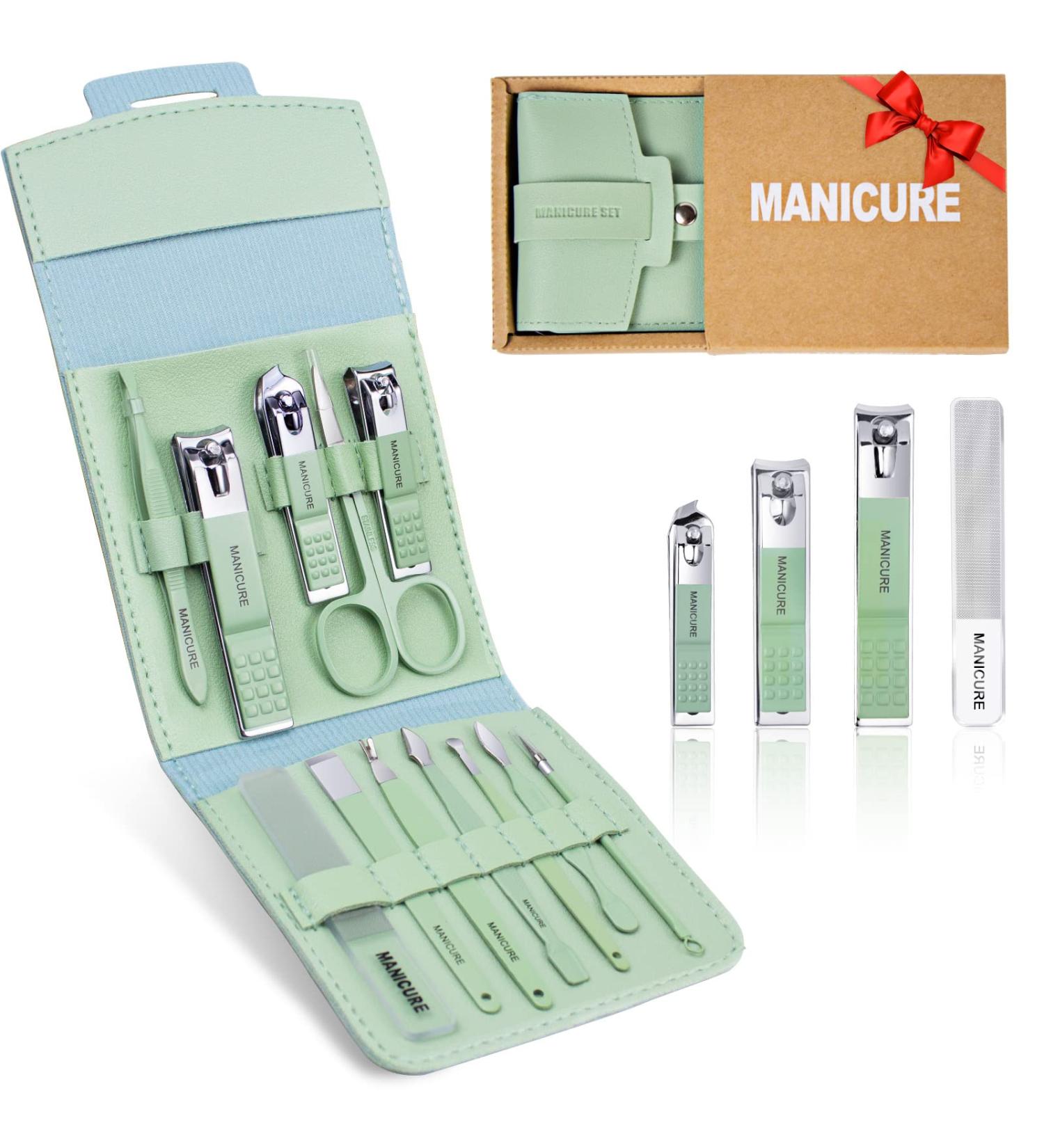 Nail Clipper Set-12pcs Manicure Kit | Portable Professional Pedicure Tools- Green WEKEY 12PCS-A - Buy Online on GoSupps.com