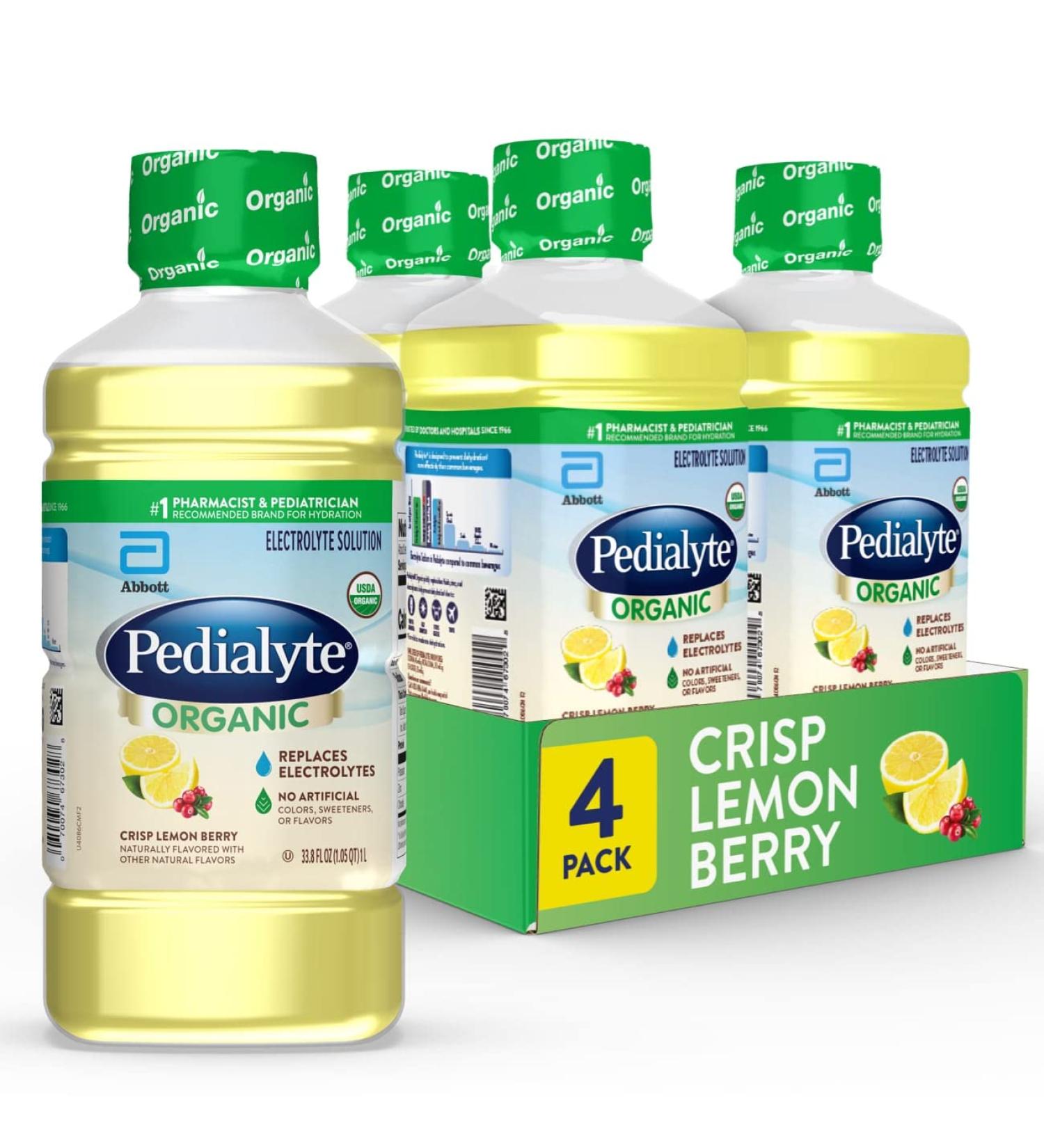 Pedialyte Organic Electrolyte Solution  Crisp Lemon Berry  33.8 Fl. Oz (Pack of 4) - Buy Online on GoSupps.com