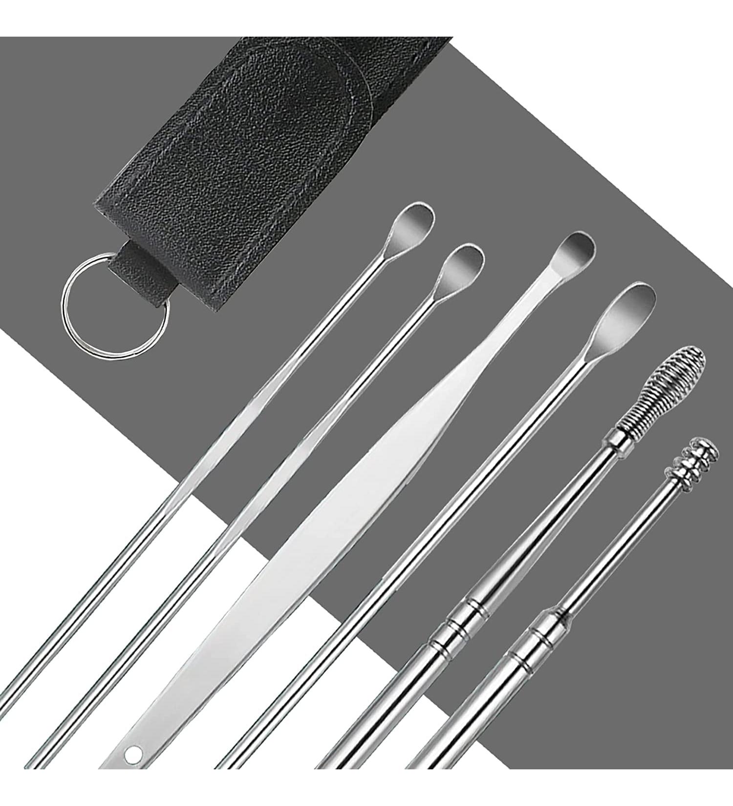 Ear Wax Removal Kit 6pcs Earwax Cleaner Tool Set Reusable Ear Cleaner with Storage Bag Stainless Steel Ear Wax Remover for Children & Adults - Buy Online on GoSupps.com
