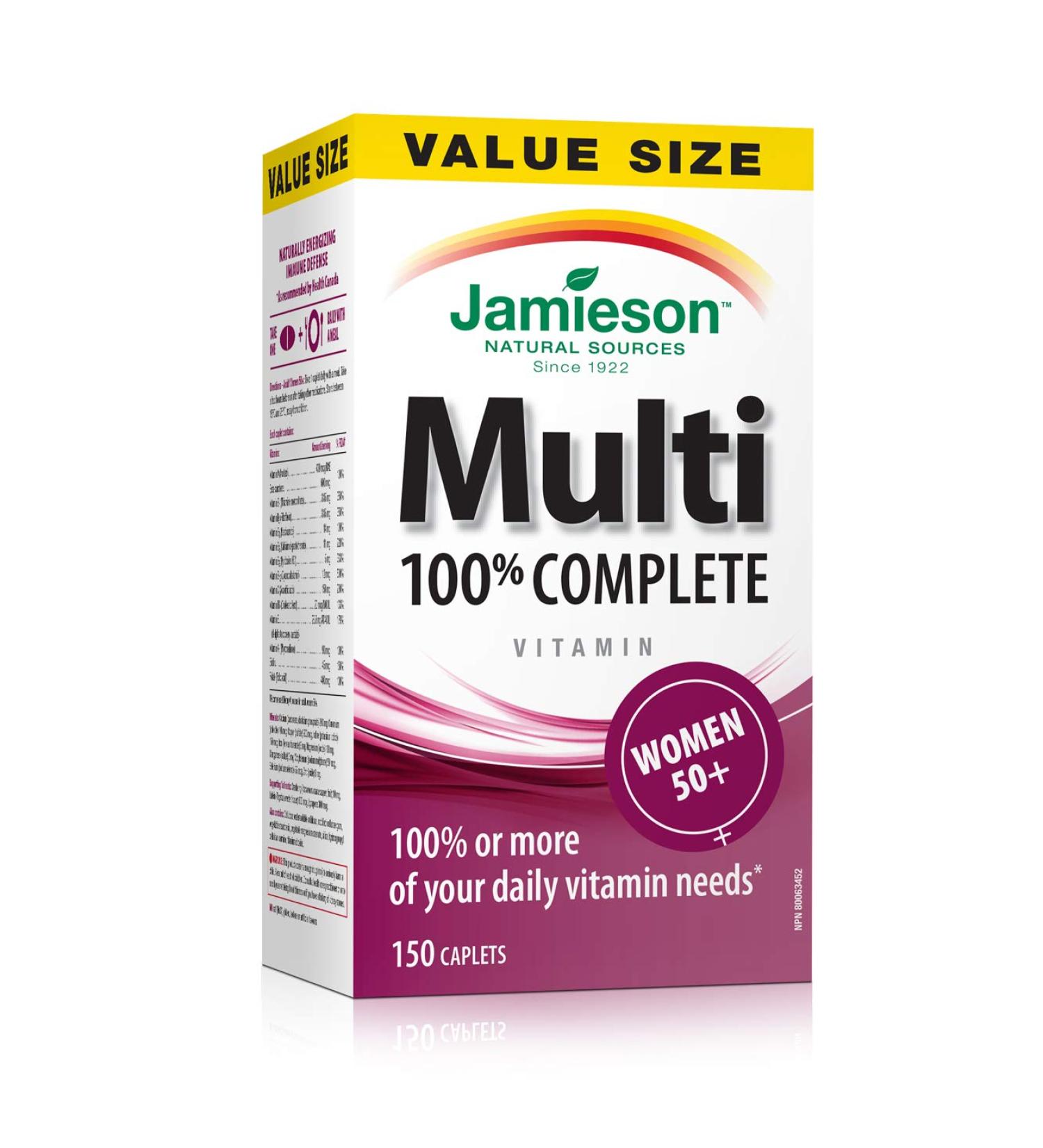 Jamieson 100 percent Complete Multivitamin for Women 50 plus - Value Size 150 Caplets 150 Count (Pack of 1) - Buy Online on GoSupps.com