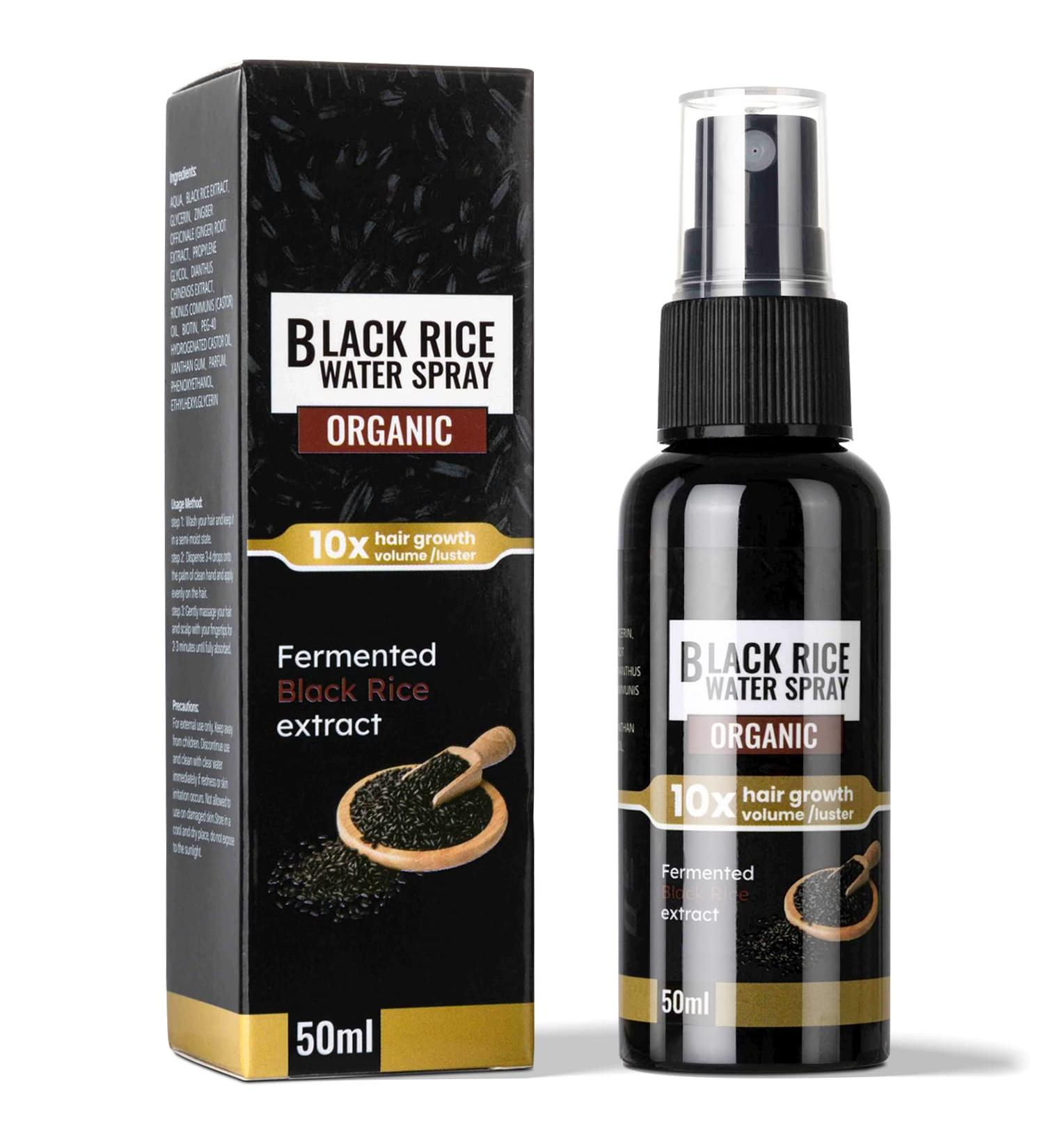 Black Rice Water Hair Growth Serum | Leave-in Spray for Fuller Hair | Men & Women Hair Loss Treatment | Regrowth Product 1.69Fl.Oz - Buy Online on GoSupps.com