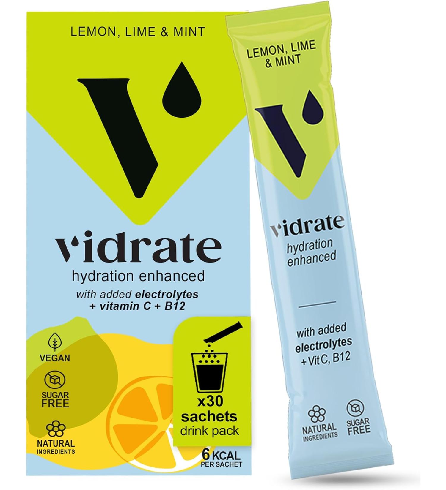 ViDrate Lemon Lime & Mint 30 x 3g Sachets - Hydration Drink Mix - Buy Online on GoSupps.com