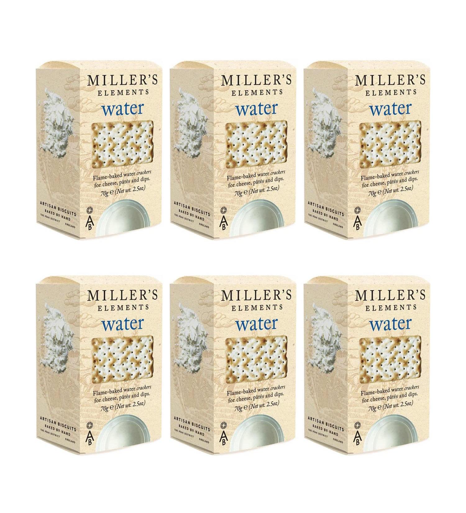 Artisan Biscuits Miller's Water Flame Baked Water Crackers 70g Pack of 6