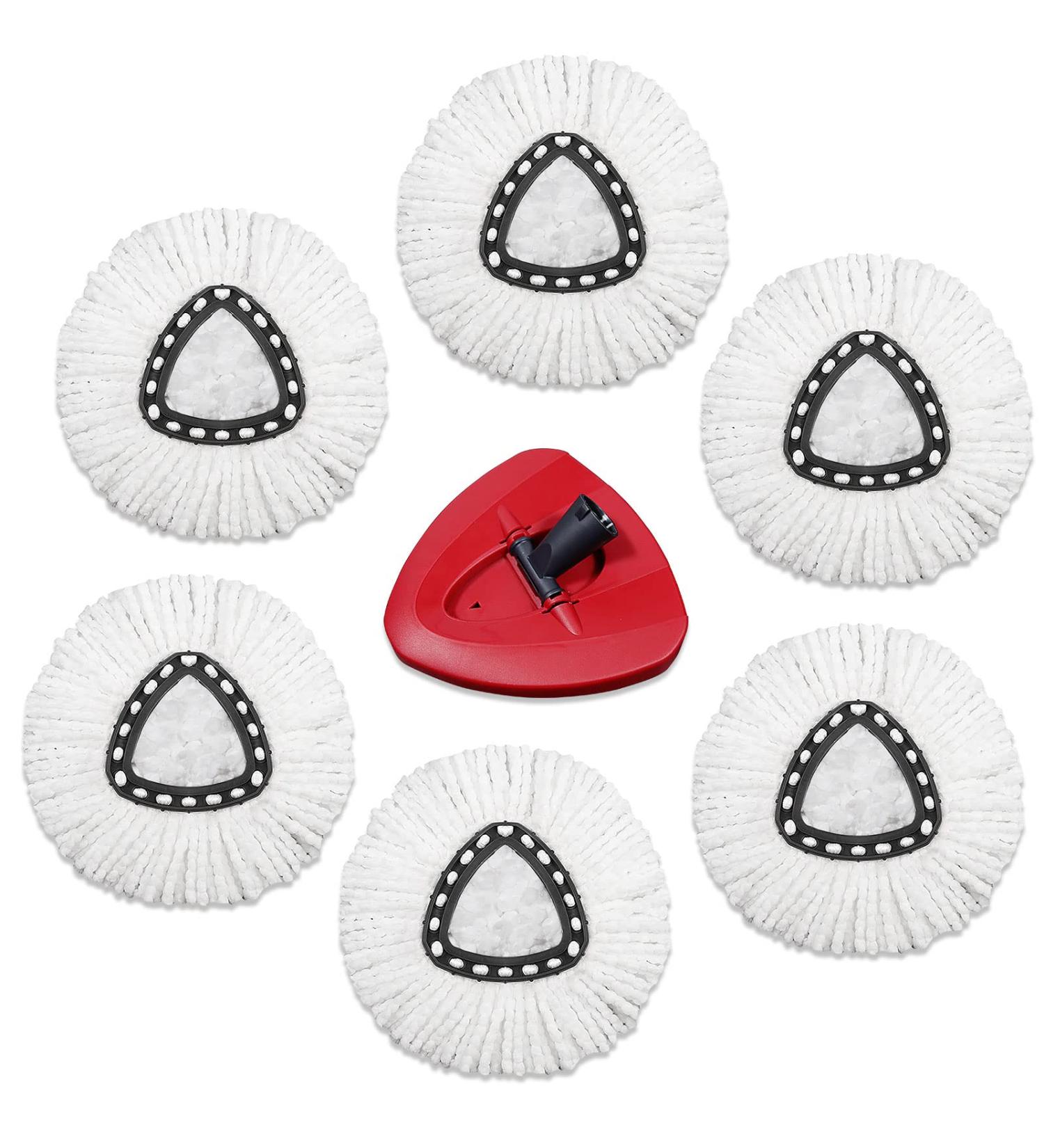 6+1 Pack O-Cedar Spin Mop Replacement Heads | Microfiber Refills for EasyWring System | Includes Rotating Base | White Triangle Mop Head - Buy Online on GoSupps.com