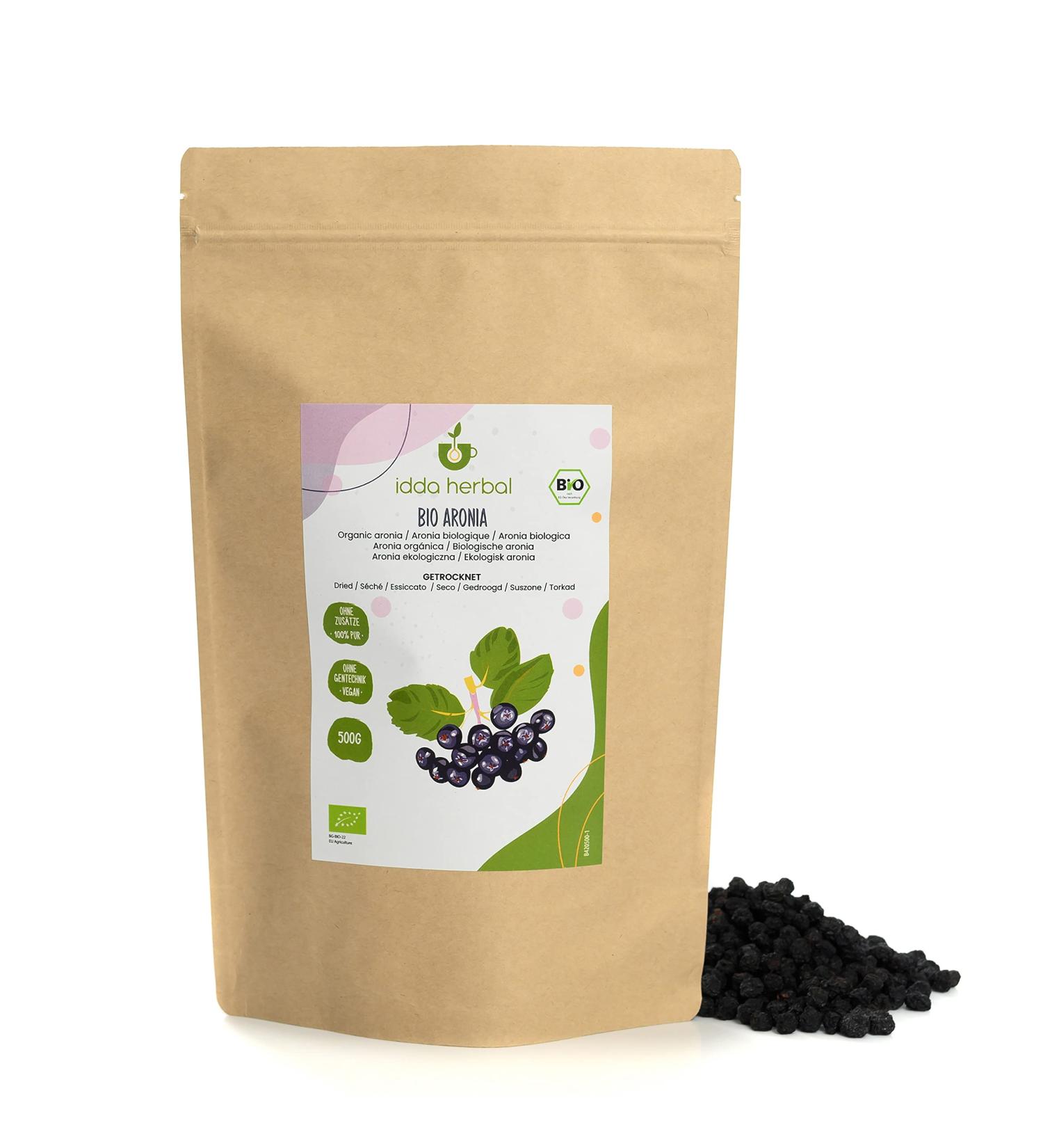 Organic Dried Chokeberry (500g) Organic Grown Whole Aronia Berries 100% Natural and Pure Ready to Eat Fruit Snack Vegan - Buy Online on GoSupps.com