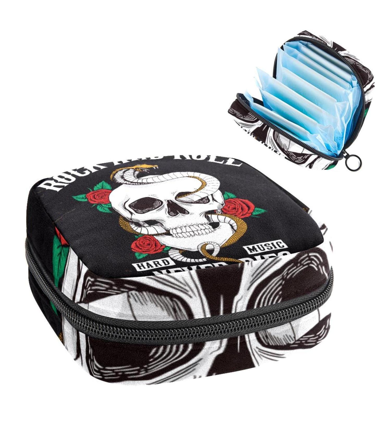 Anna Cowper Rock and Roll Skull Sanitary Napkin Storage Bag - Multi-colored Portable Period Pouch for Women and Teen Girls - Buy Online on GoSupps.com