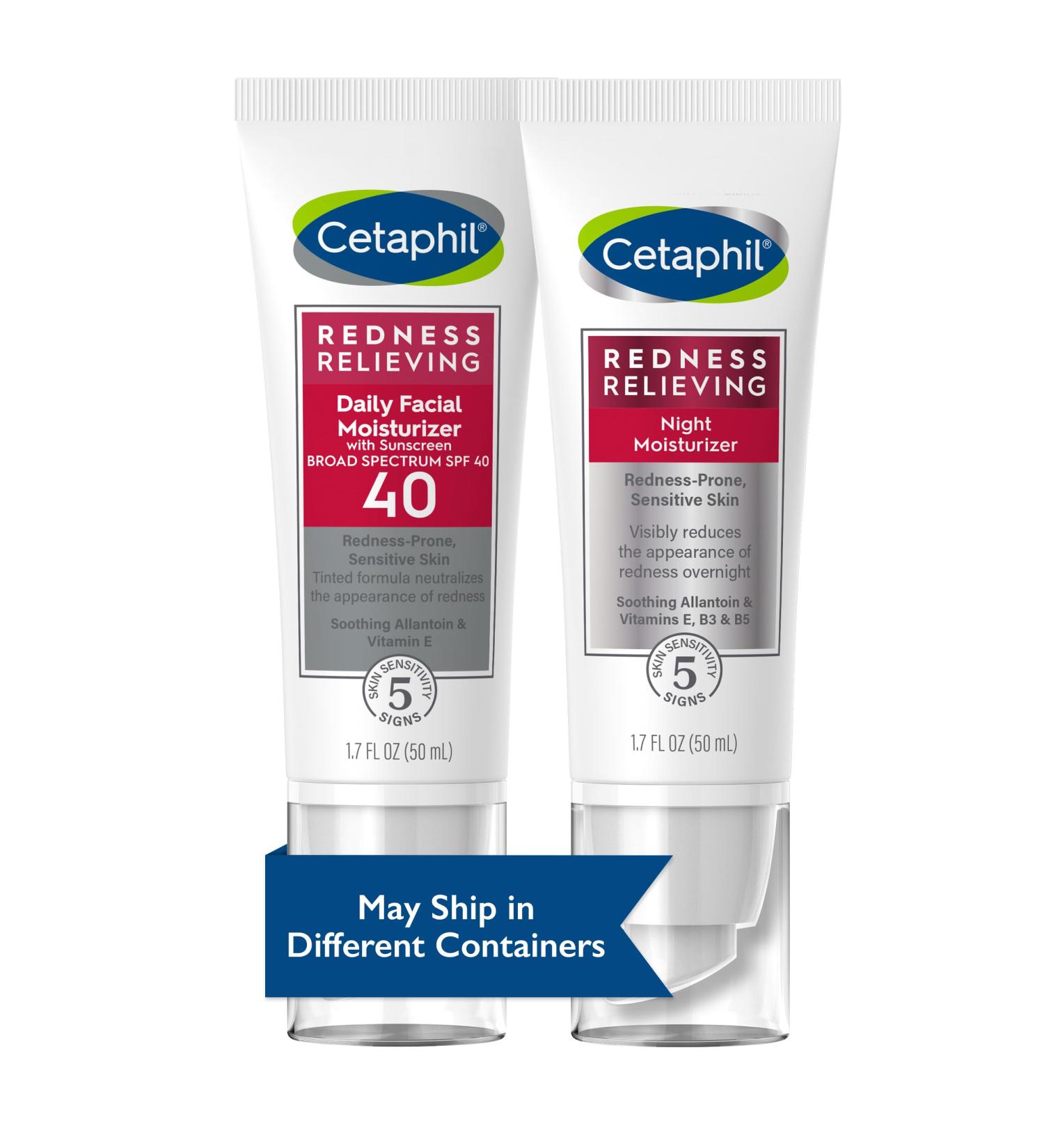 Cetaphil Redness Relieving Set - Night Moisturizer & Daily SPF 40 for Redness Prone Skin | Perfect Mother s Day Gift - 1.7 oz Each - Buy Online on GoSupps.com