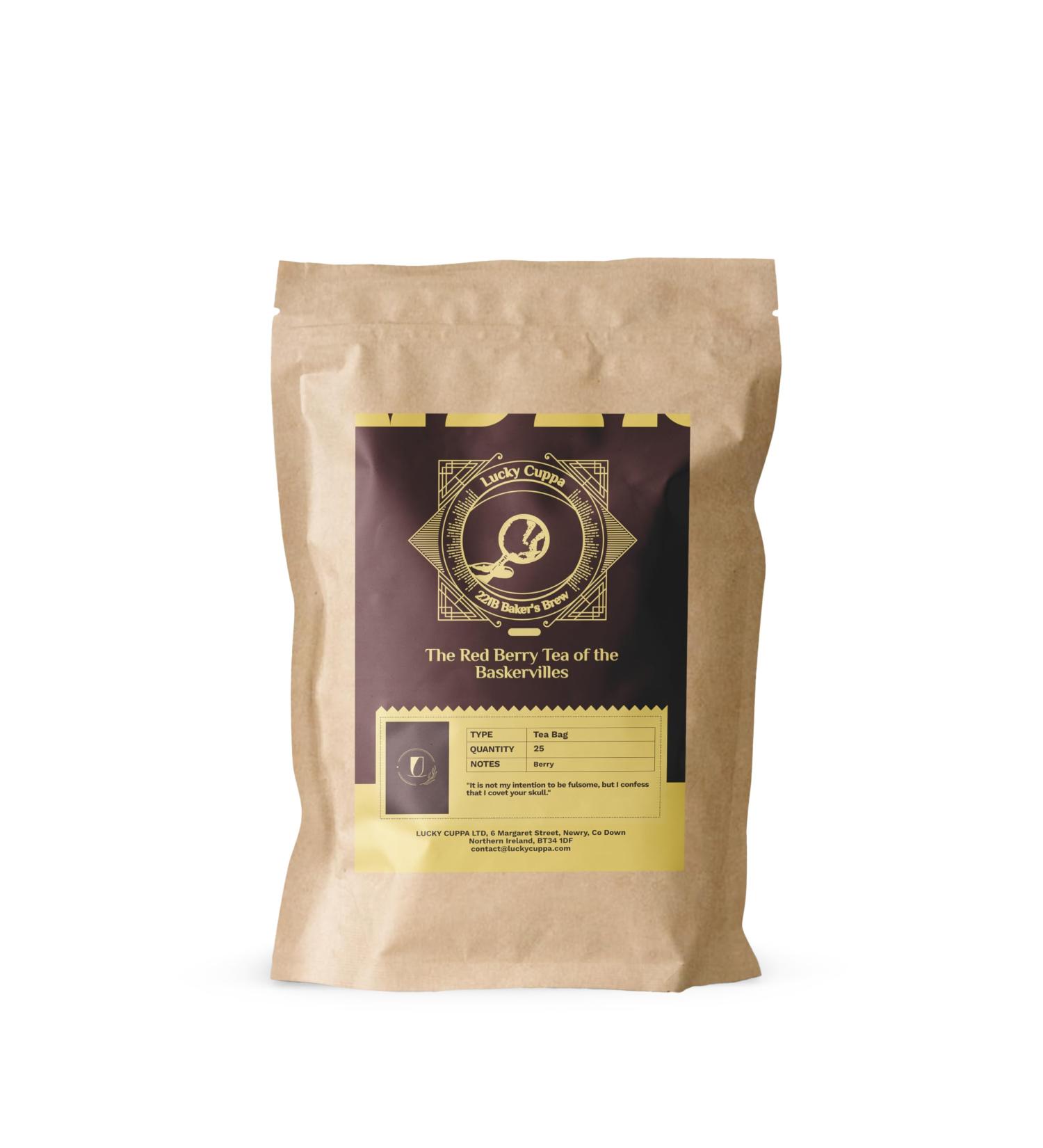 Lucky Cuppa's "221b Bakers Brew" Red Berry Tea of the Baskervilles Tea Bags- Decaf Loose Tea - Holmes Tea Gifts for Tea Enthusiasts - Individually Wrapped Tea Bags of Loose Tea - 25 - Buy Online on GoSupps.com