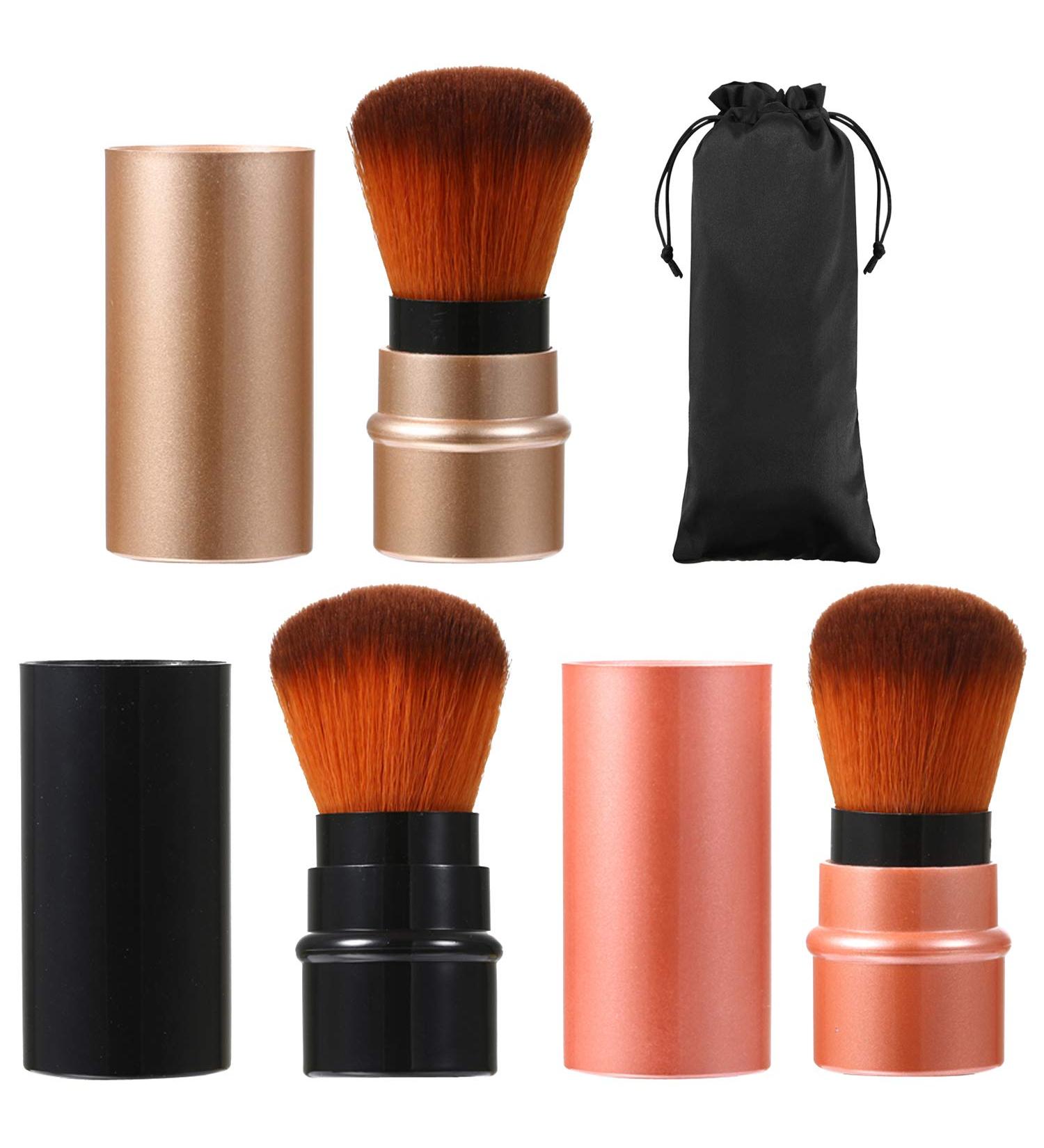 JewelryWe 3-Piece Retractable Kabuki Brush Set - Soft Synthetic Hair Makeup Brushes for Powder Products - Buy Online on GoSupps.com