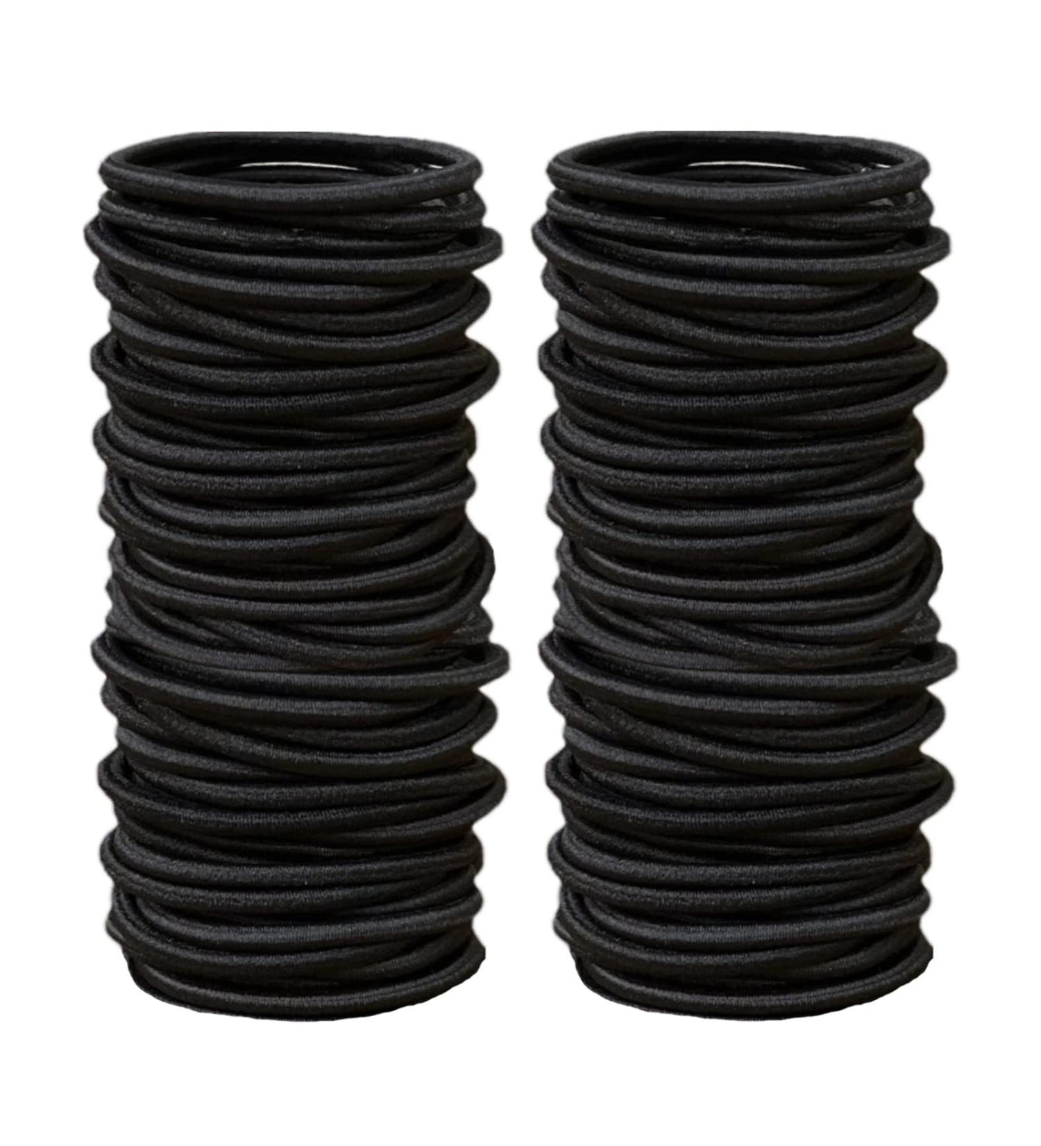 120PCS Black Hair Ties Set - No Metal Elastics for Thick & Curly Hair - Ponytail Holders for Men, Women, Kids - 4mm Rubber Bands - Buy Online on GoSupps.com