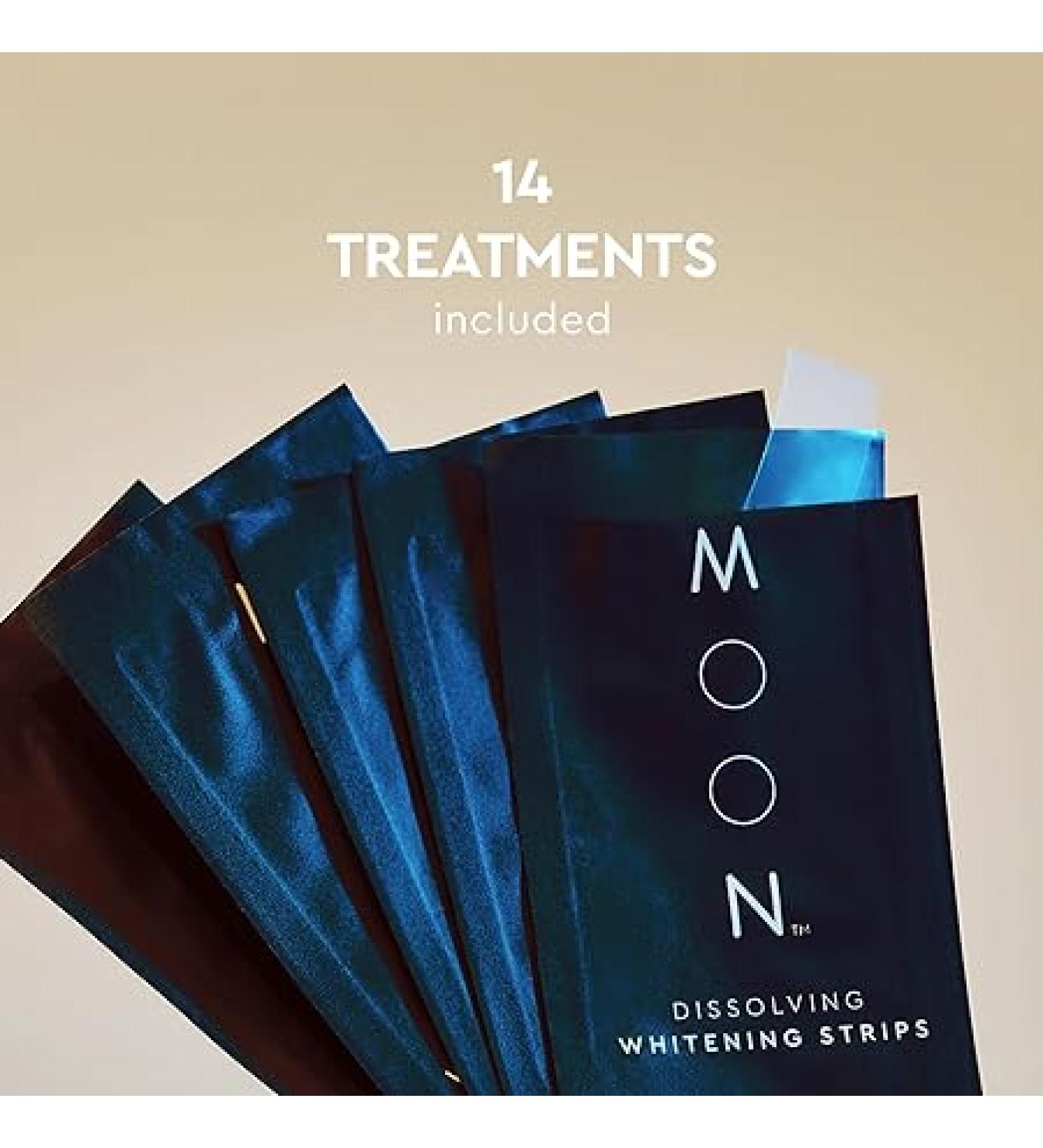 MOON Dissolving Teeth Whitening Strips Peroxide-Free Enamel-Safe Formula Gentle on Sensitive Teeth Vegan Freshening Mint Flavor - Buy Online on GoSupps.com