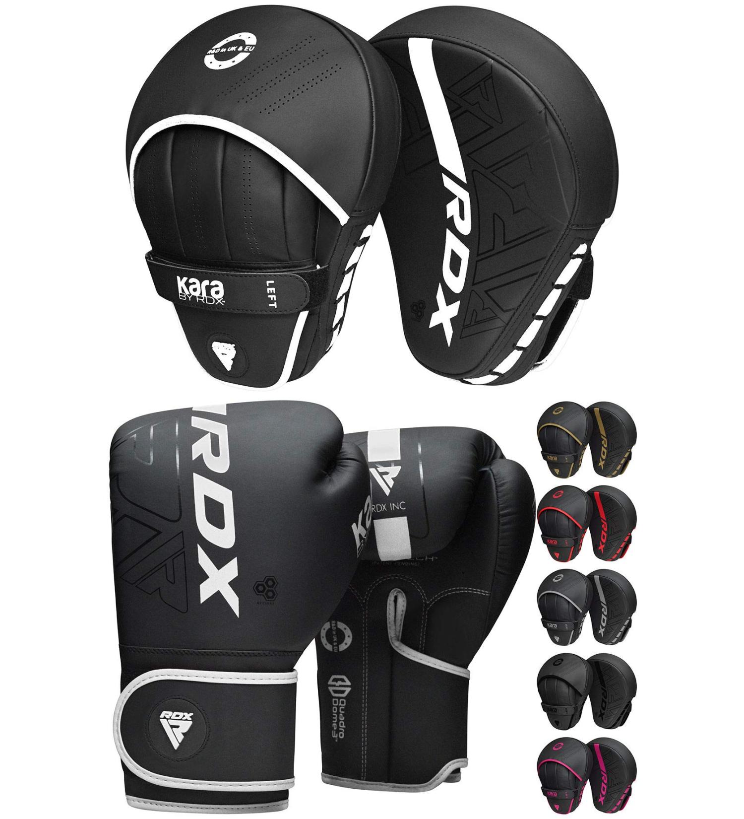 RDX Maya Hide Leather Boxing Pads and Gloves Set - White 14oz | Curved Focus Mitts for MMA, Muay Thai, Kickboxing | Coaching and Martial Arts Punching Hand Target Strike Shield - Buy Online on GoSupps.com