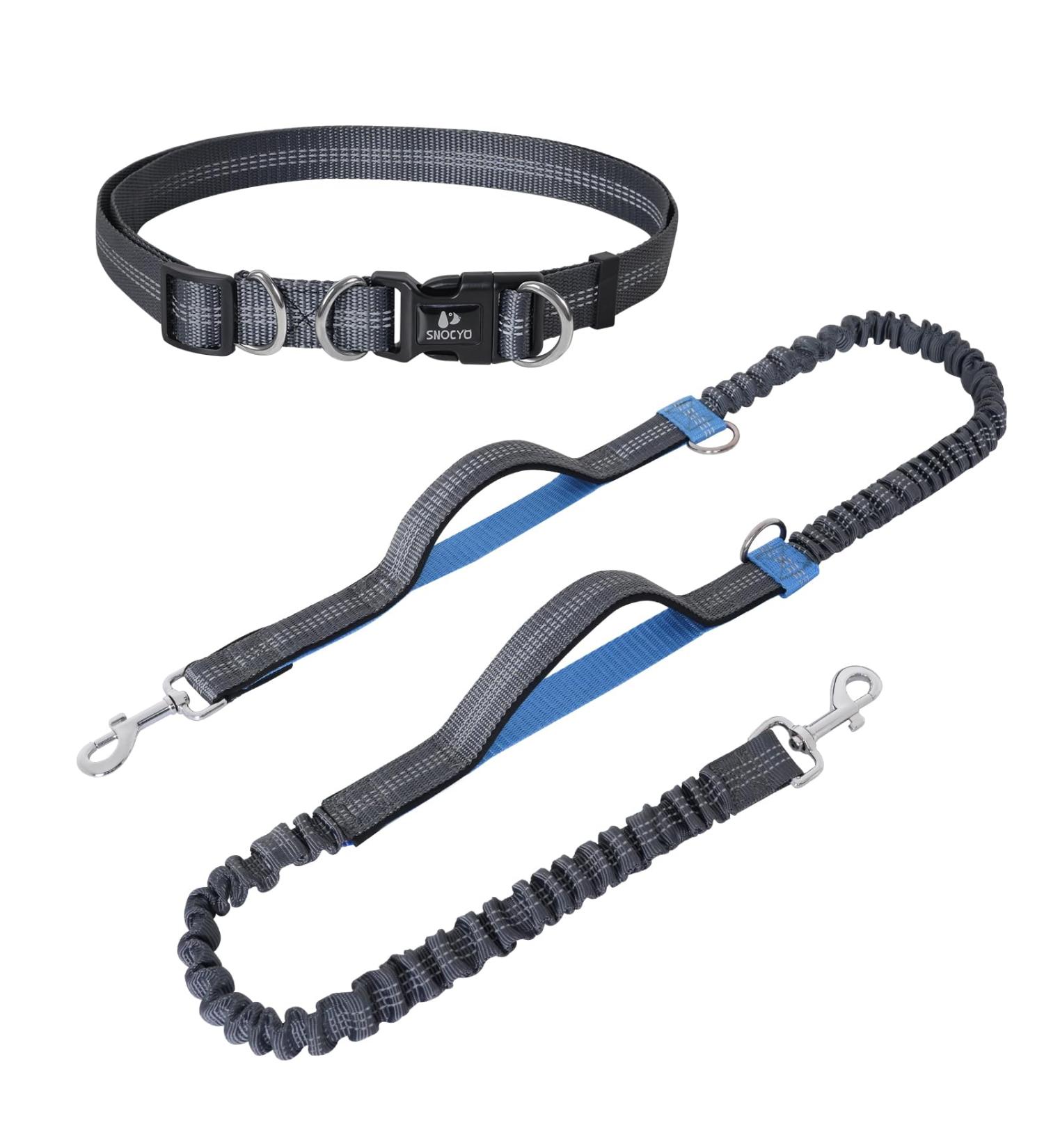 Snocyo Jogging Leash for Medium & Large Dogs - Elastic Reflective Dog Leash with Double Handle & Waist Belt - Perfect for Active Pet Owners - Buy Online on GoSupps.com